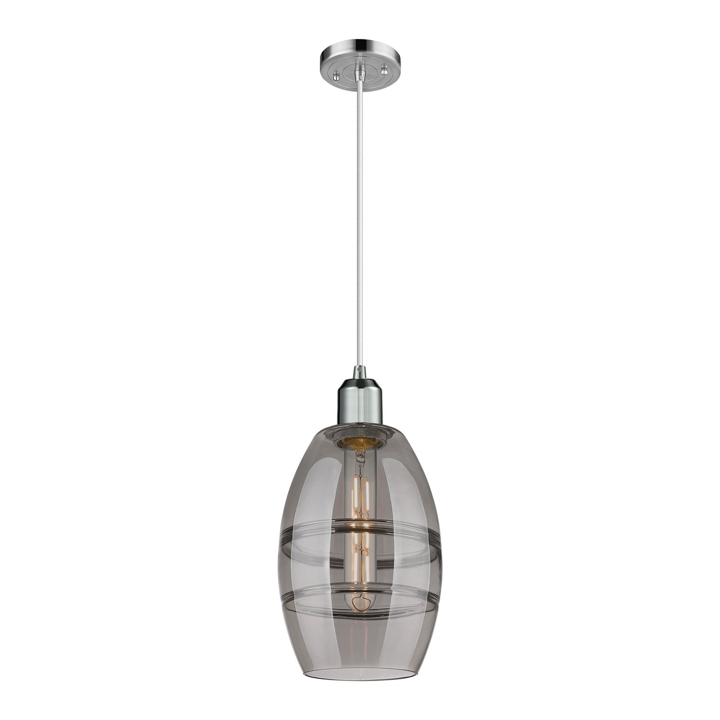 Innovations Vaz 6in 1-Light Mini Pendant | Industrial Polished Chrome and Light Smoke Glass | Kitchen Island & Dining Room | Model 900-1P-PC-G557-6SM