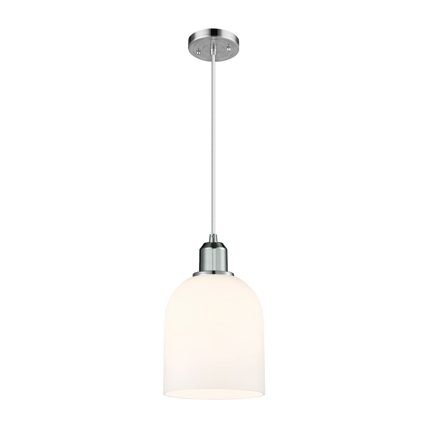 Innovations Bella 6in 1-Light Mini Pendant | Industrial Polished Chrome and White Glass | Kitchen Island & Dining Room | Model 900-1P-PC-G558-6GWH