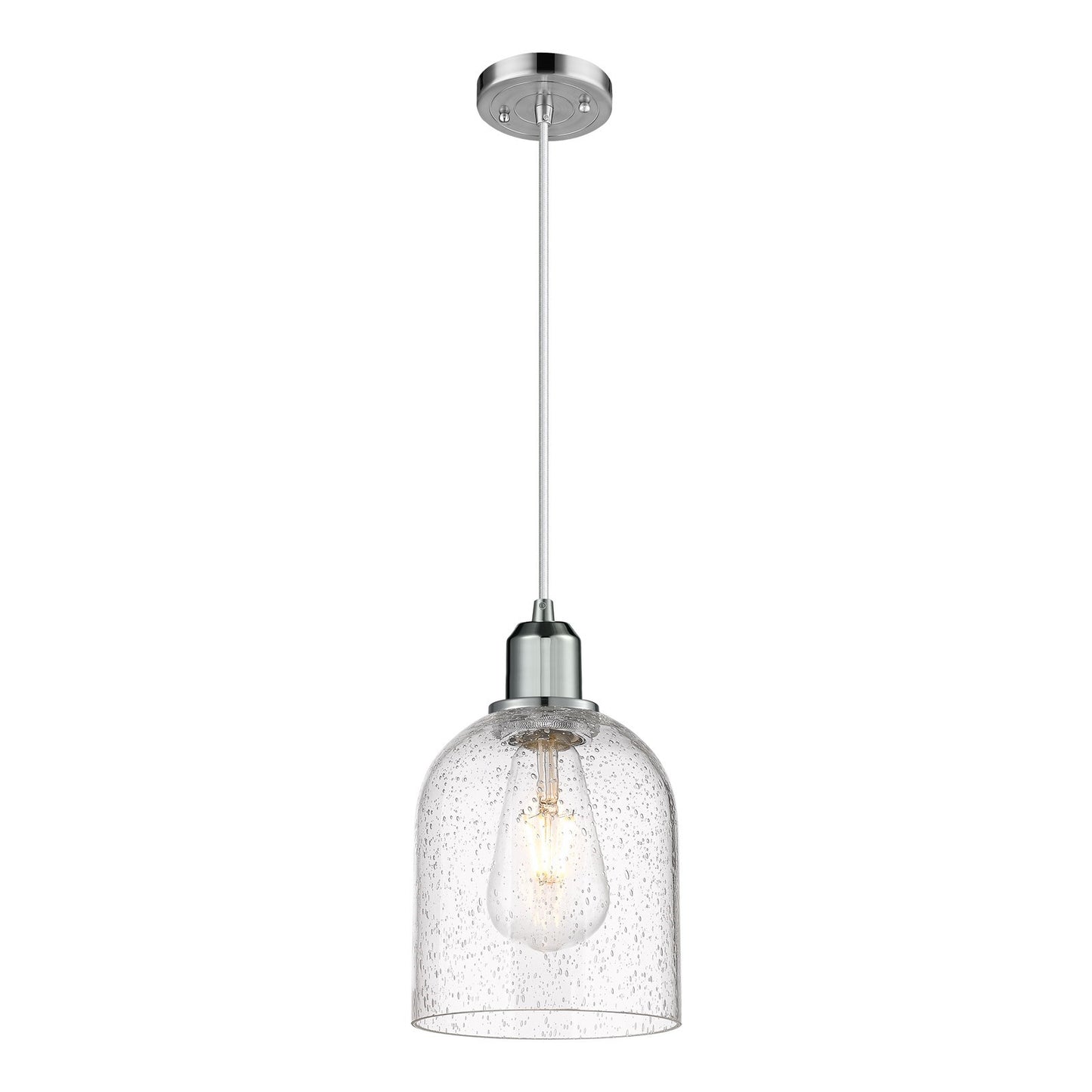 Innovations Bella 6in 1-Light Mini Pendant | Industrial Polished Chrome Steel and Seedy Glass | Kitchen Island & Dining Room | Model 900-1P-PC-G558-6SDY