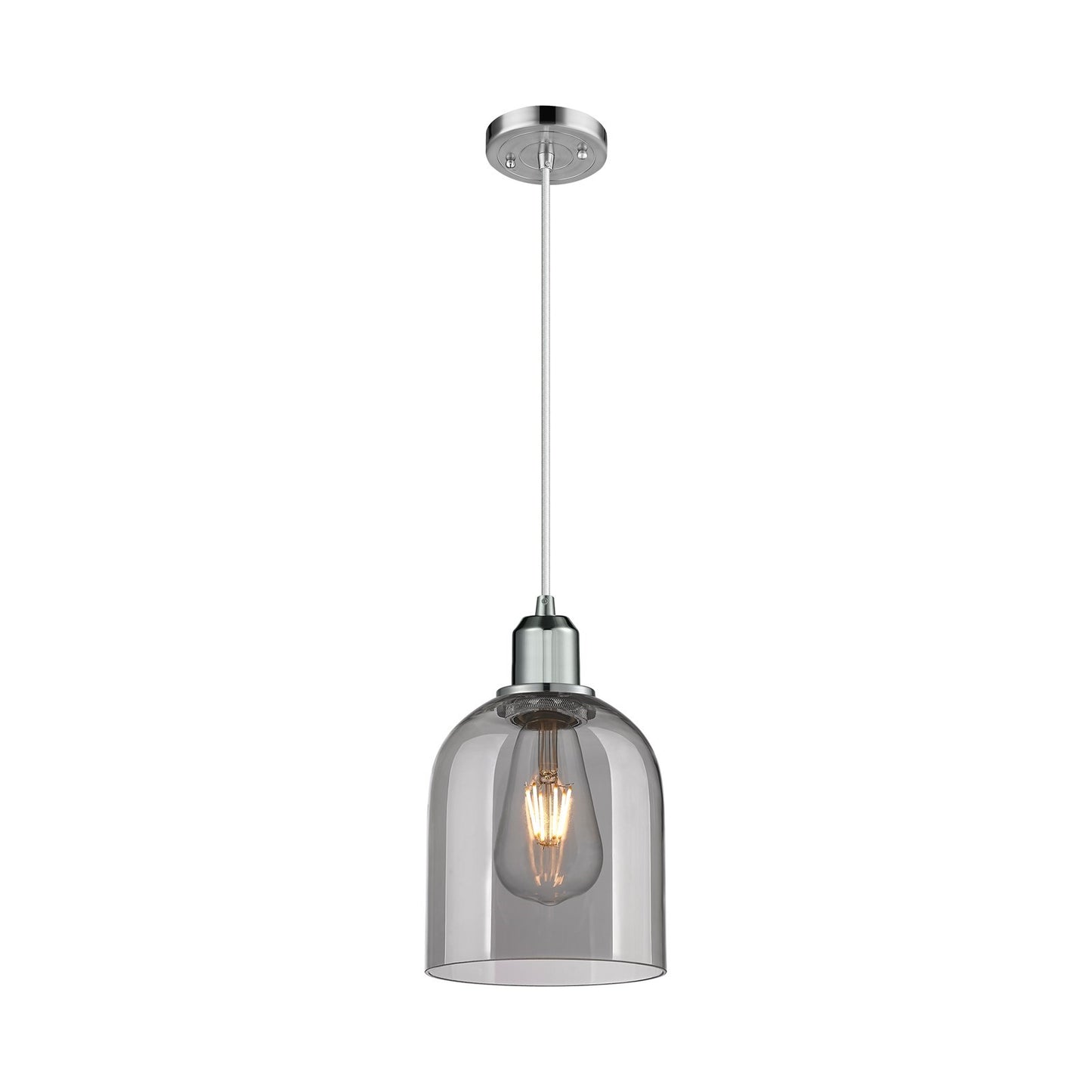 Innovations Bella 6in 1-Light Mini Pendant | Industrial Modern Polished Chrome and Light Smoke Glass | Kitchen Island & Dining | Model 900-1P-PC-G558-6SM