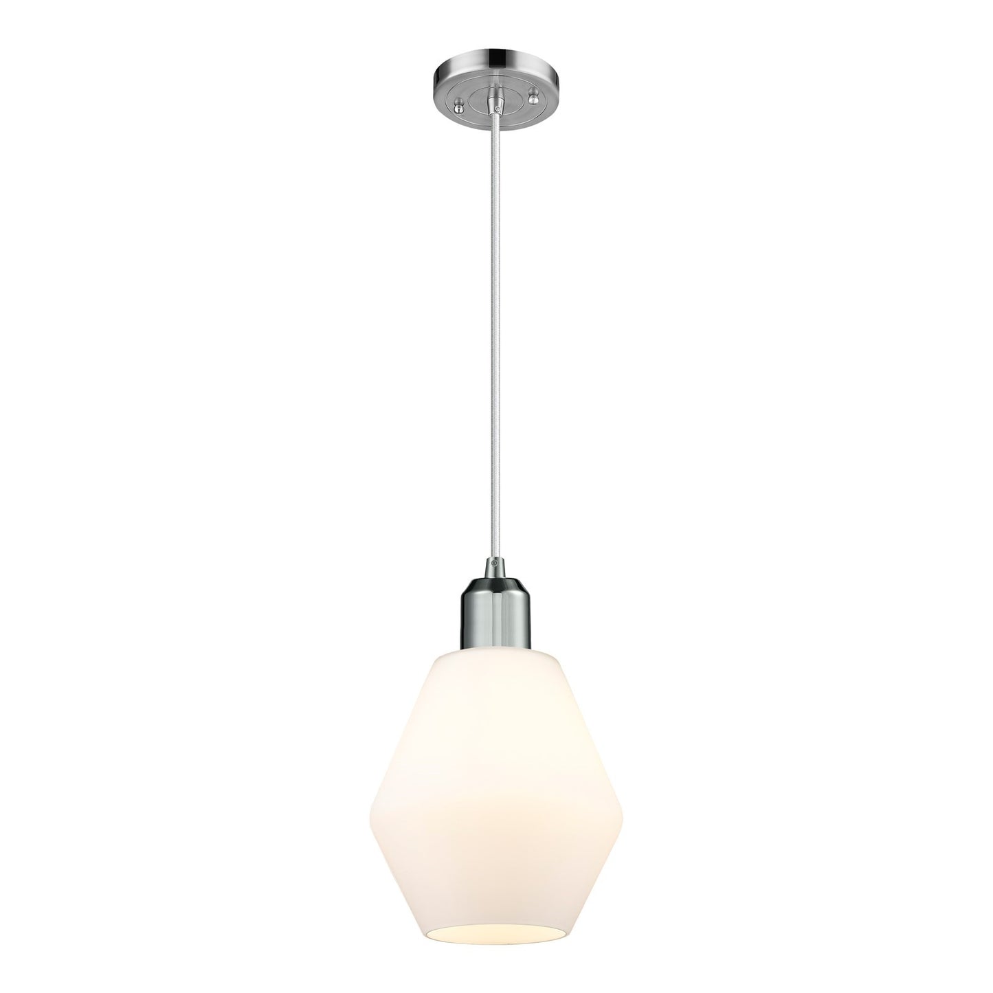 Innovations Cindyrella 6in 1-Light Mini Pendant | Industrial Polished Chrome Steel and Cased Matte White Glass | Kitchen Island & | Model 900-1P-PC-G651-6
