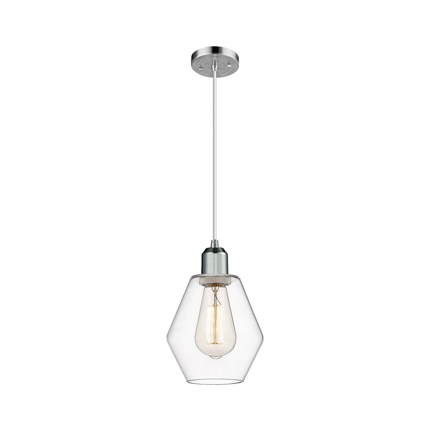 Innovations Cindyrella 6in 1-Light Mini Pendant | Industrial Polished Chrome Steel and Clear Glass | Kitchen Island & Dining Room | Model 900-1P-PC-G652-6