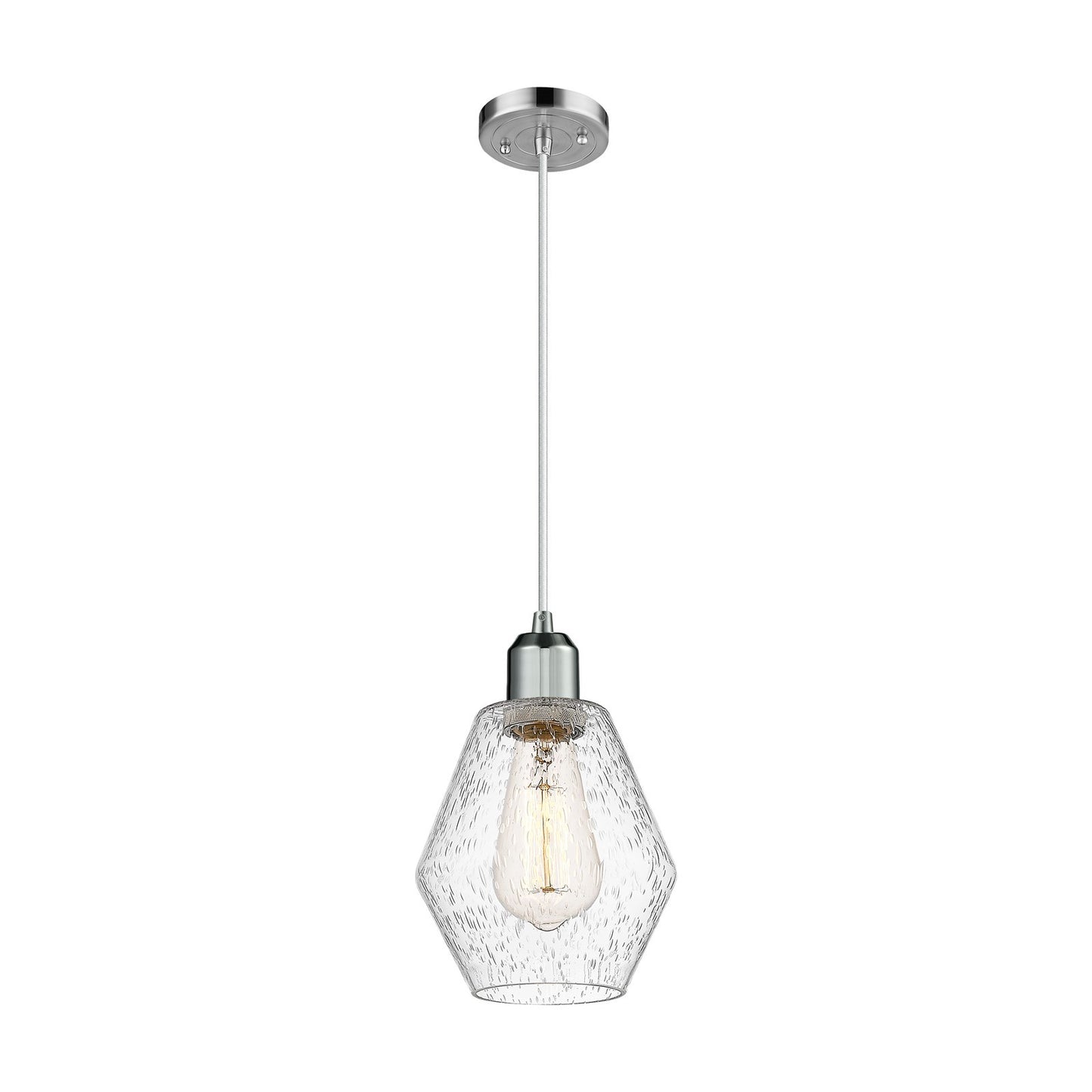Innovations Cindyrella 6in 1-Light Mini Pendant | Industrial Polished Chrome Steel and Seedy Glass | Kitchen Island & Dining Room | Model 900-1P-PC-G654-6