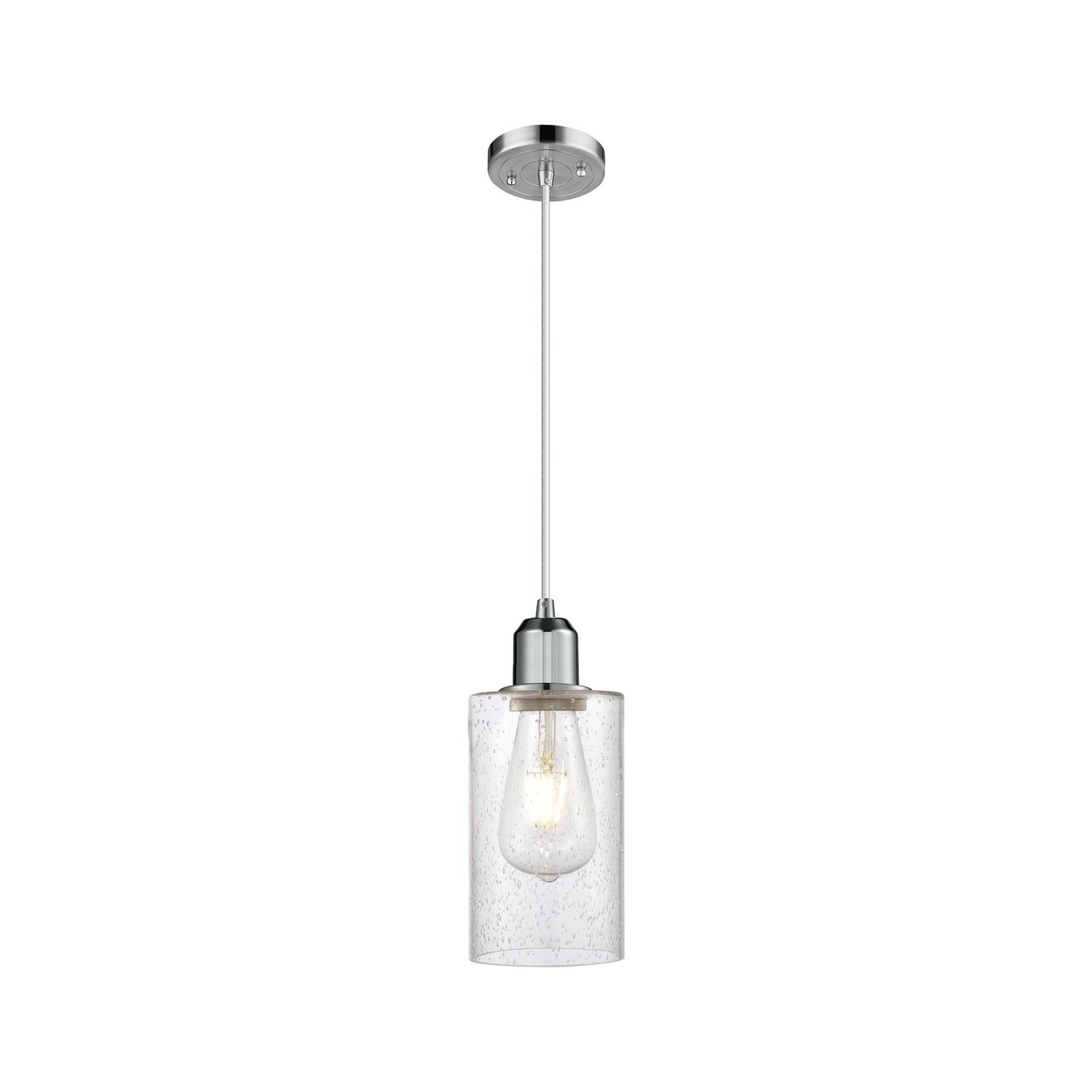 Innovations Clymer 4in 1-Light Mini Pendant | Industrial Polished Chrome Steel and Seedy Glass | Kitchen Island & Breakfast Bar | Model 900-1P-PC-G804