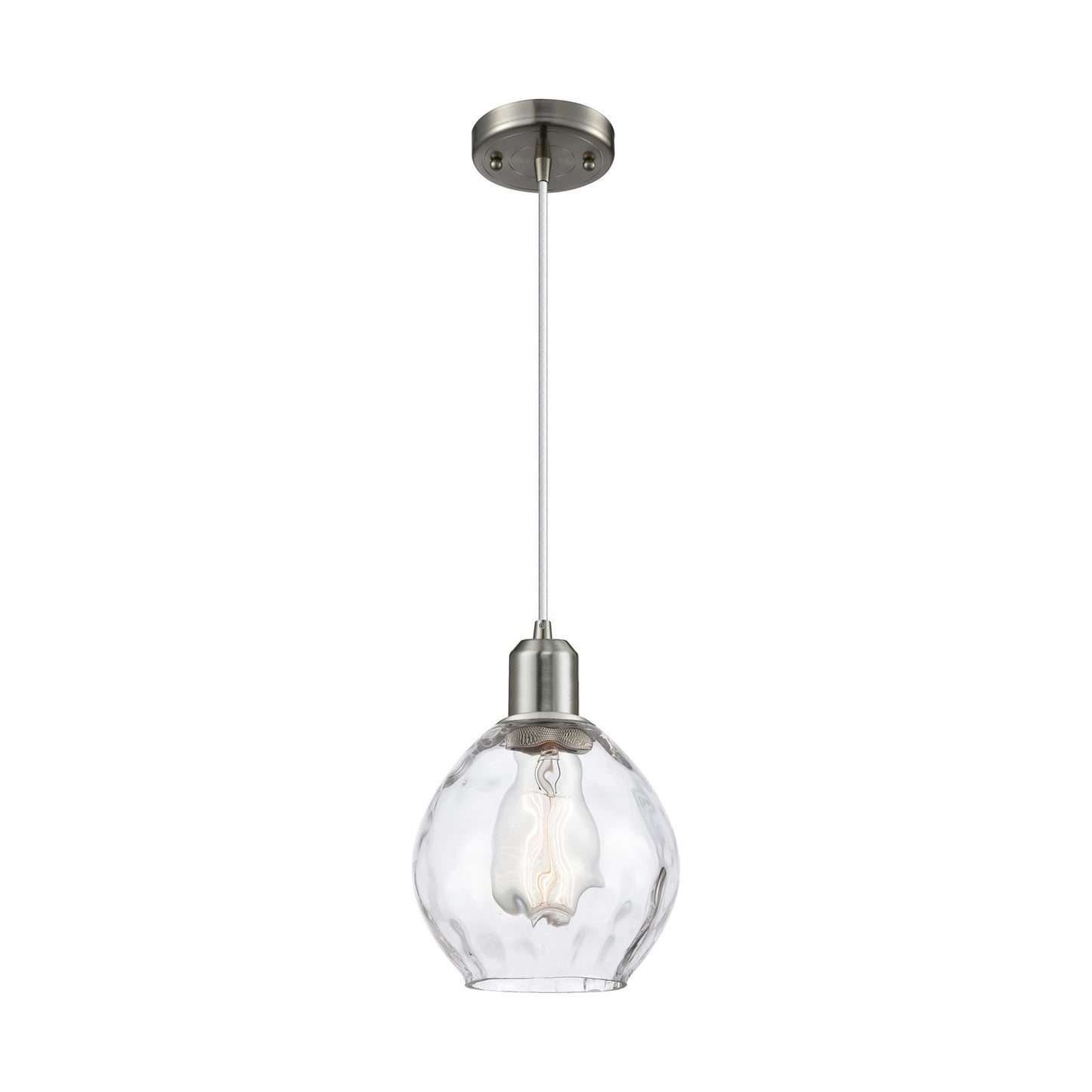 Innovations Waverly 6.25in 1-Light Mini Pendant | Industrial Brushed Satin Nickel and Clear Glass | Kitchen Island & Dining Room | Model 900-1P-SN-G362