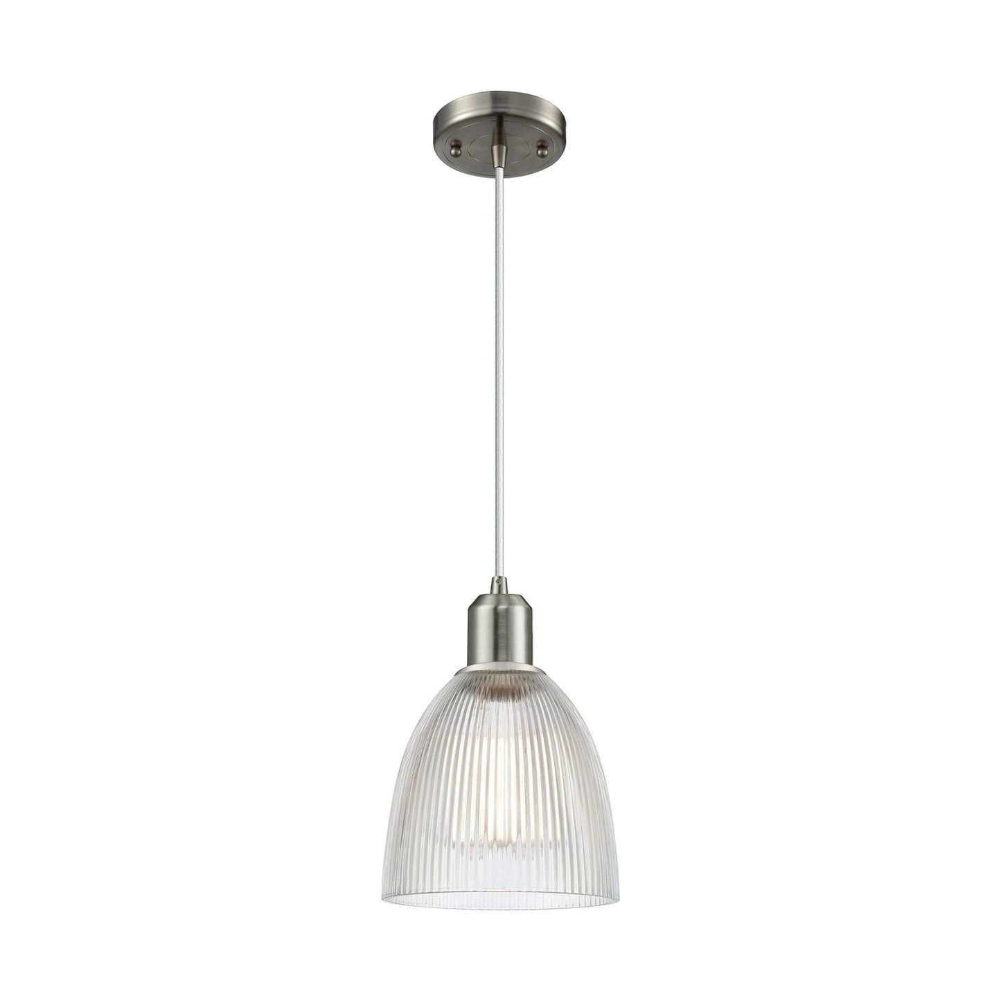 Innovations Castile 6in 1-Light Mini Pendant | Industrial Brushed Satin Nickel and Clear Glass | Kitchen Island & Dining Room | Model 900-1P-SN-G382
