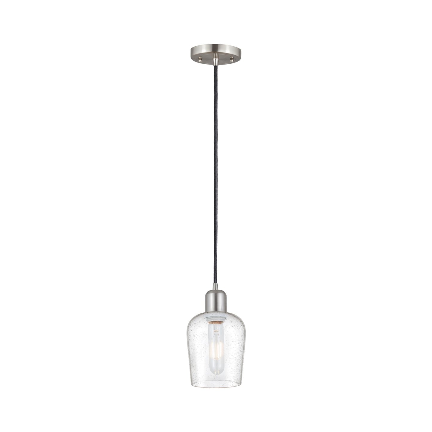 Innovations Remy 5in 1-Light Mini Pendant | Industrial Brushed Satin Nickel Steel and Seedy Glass | Kitchen Island & Dining Room | Model 900-1P-SN-G4204