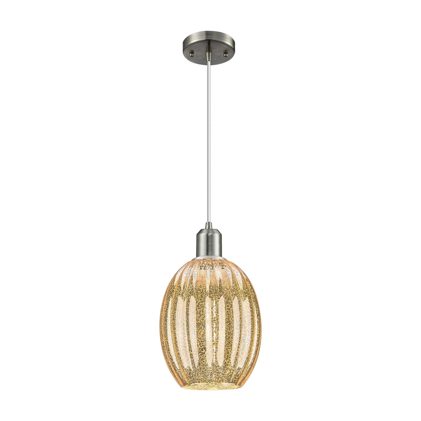 Innovations Preston Bulb 6in 1-Light Mini Pendant | Industrial Brushed Satin Nickel Steel and Mercury Glass | Kitchen Island & | Model 900-1P-SN-G459-6ME