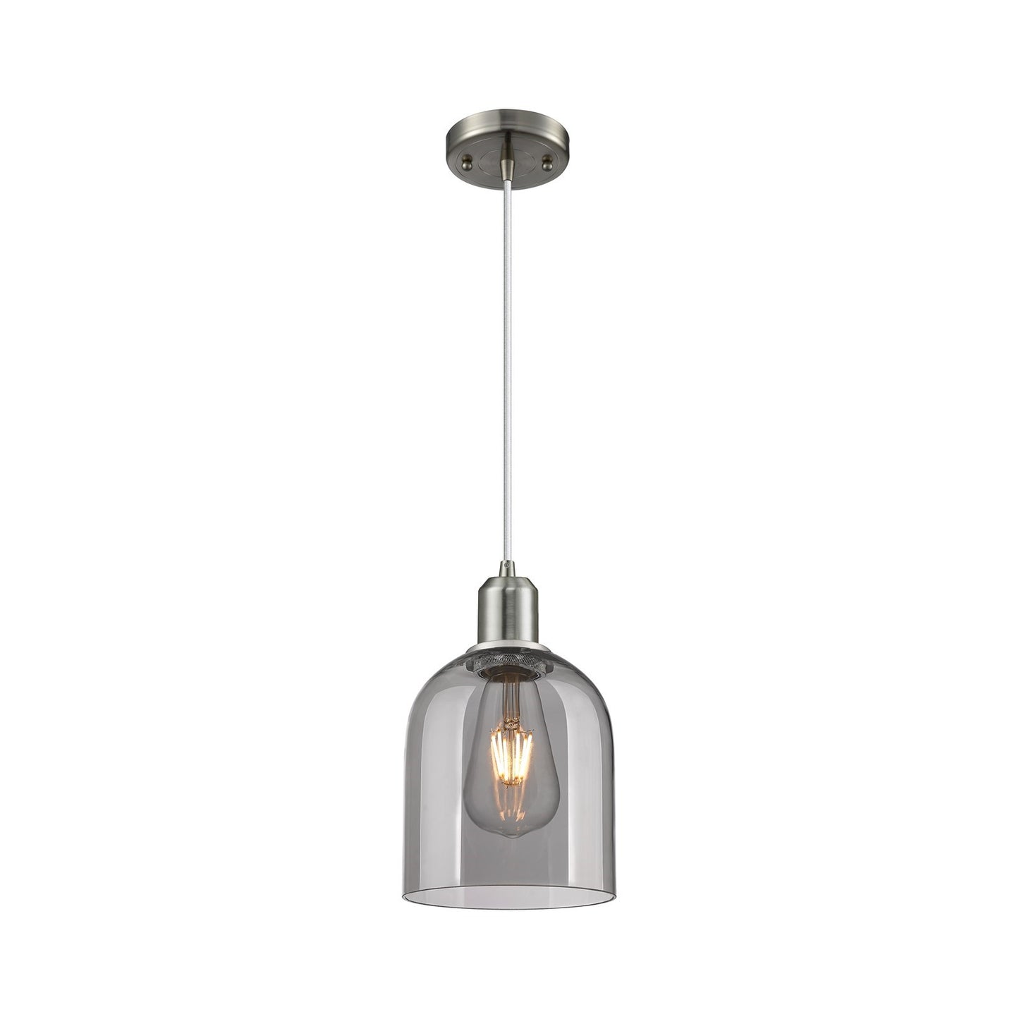 Innovations Bella 6in 1-Light Mini Pendant | Industrial Brushed Satin Nickel and Light Smoke Glass | Kitchen Island & Dining | Model 900-1P-SN-G558-6SM