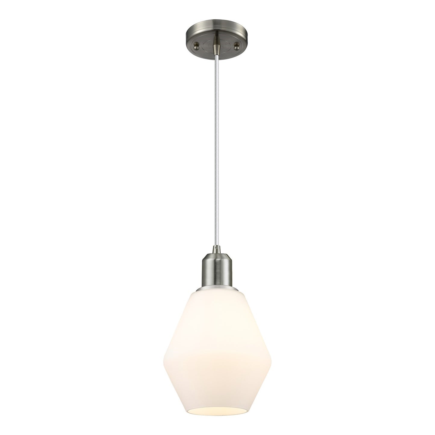 Innovations Cindyrella 6in 1-Light Mini Pendant | Industrial Brushed Satin Nickel Steel and Cased Matte White Glass | Kitchen | Model 900-1P-SN-G651-6