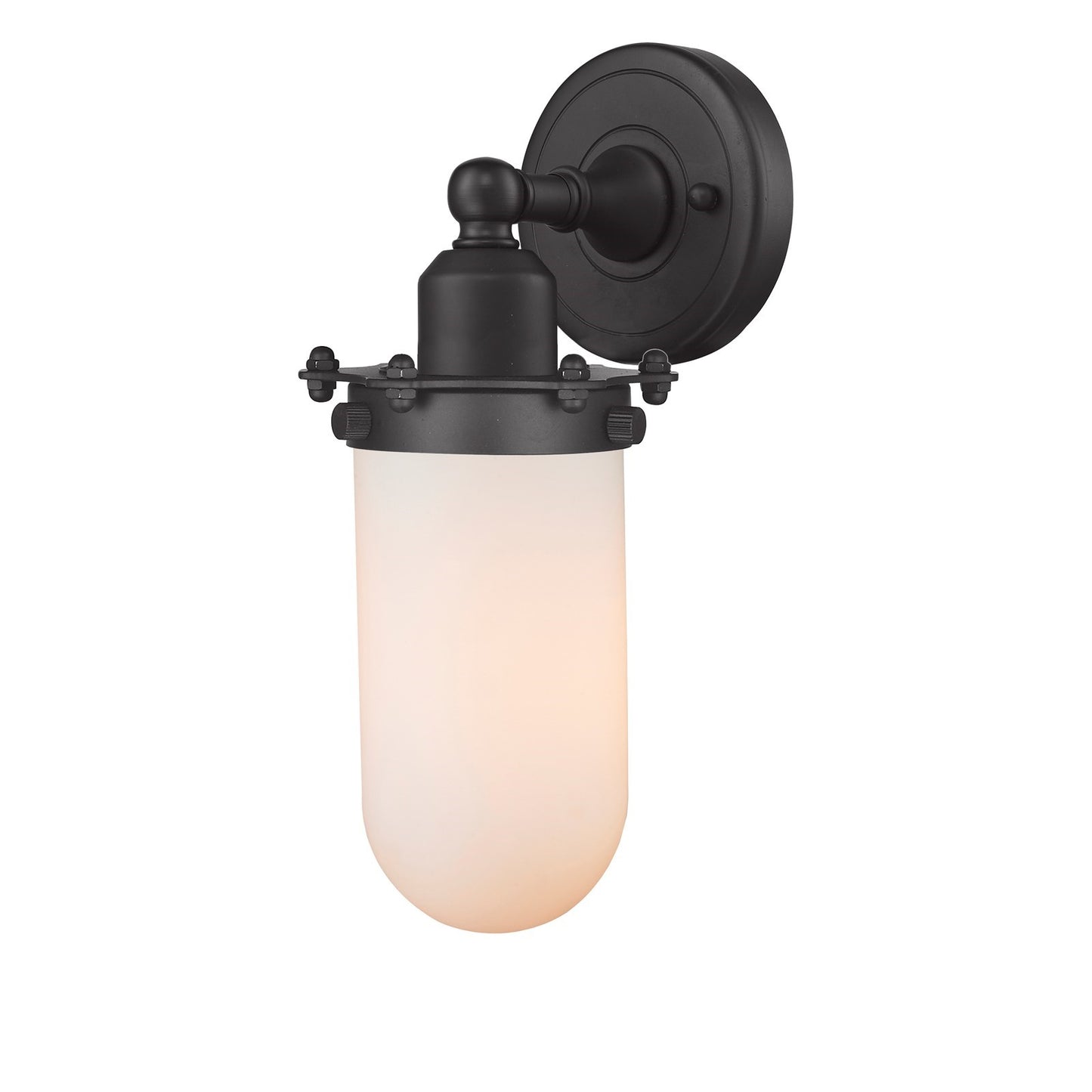 Innovations Centri 1-Light 4.5in Wall Sconce | Industrial Matte Black Steel and Matte White Frosted Glass | Bedroom & Hallway | Model 900-1W-BK-CE231-BK-W