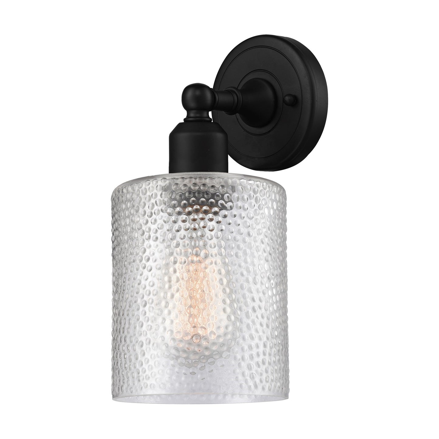 Innovations Cobbleskill 5in 1-Light Wall Sconce | Industrial Matte Black Steel and Clear Glass | Living Room & Hallway Accent | Model 900-1W-BK-G112