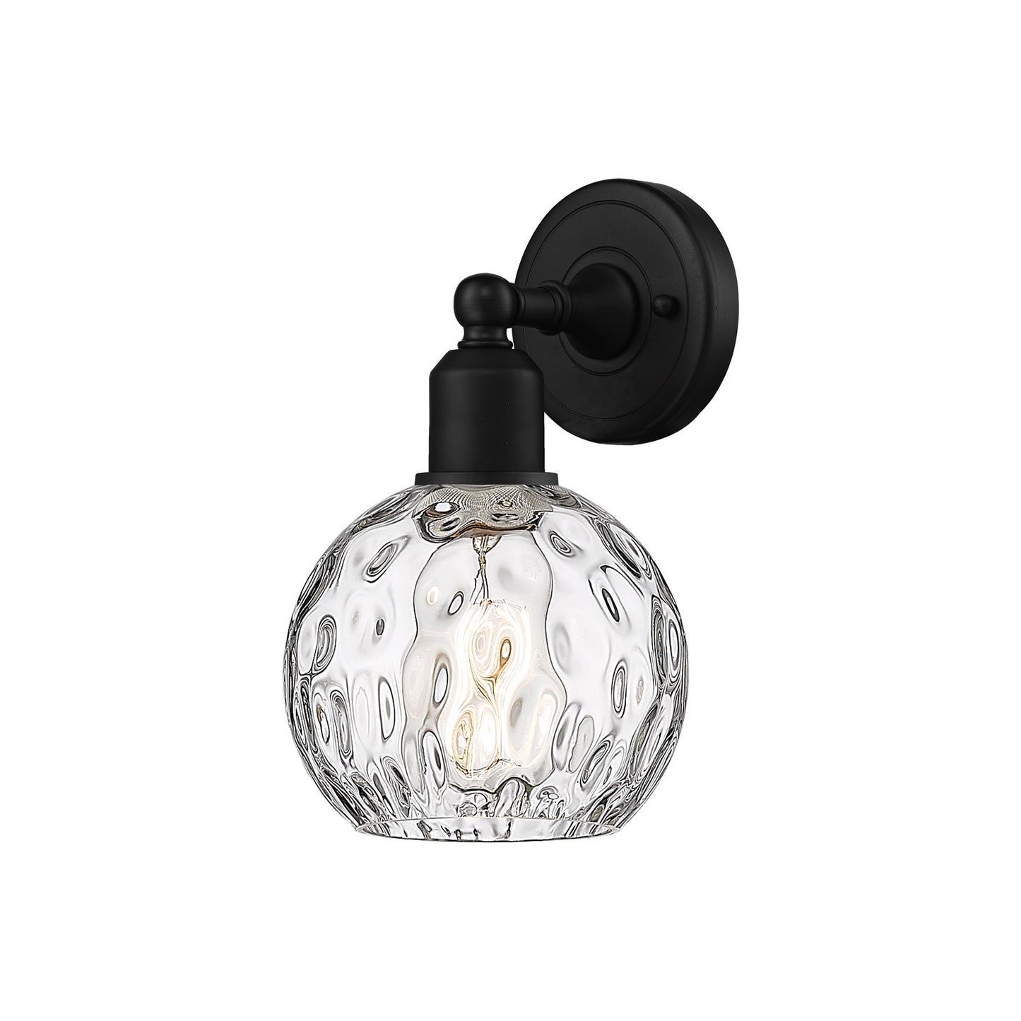 Innovations Athens Water Glass 6in 1-Light Wall Sconce | Industrial Matte Black Steel and Clear Glass | Bathroom & Hallway | Model 900-1W-BK-G1215-6