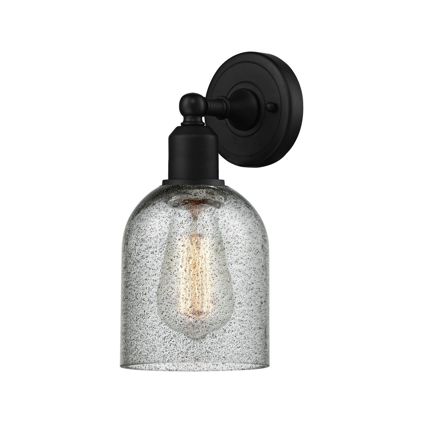 Innovations Caledonia 5in 1-Light Wall Sconce | Industrial Matte Black Steel and Charcoal Glass | Entryway & Hallway Accent | Model 900-1W-BK-G257