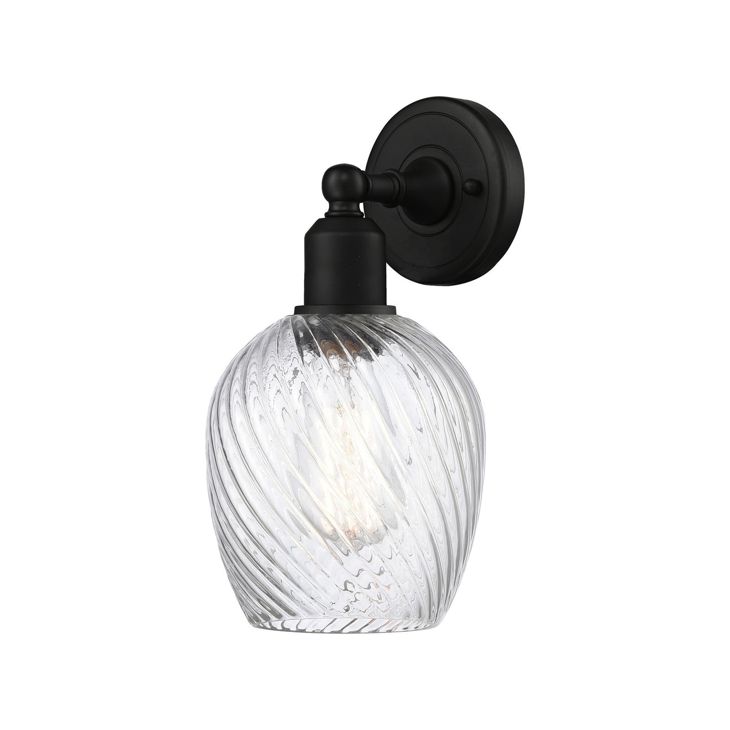 Innovations Salina 1-Light 6in Wall Sconce | Industrial Matte Black Steel and Clear Spiral Fluted Glass | Hallway & Bathroom Accent | Model 900-1W-BK-G292