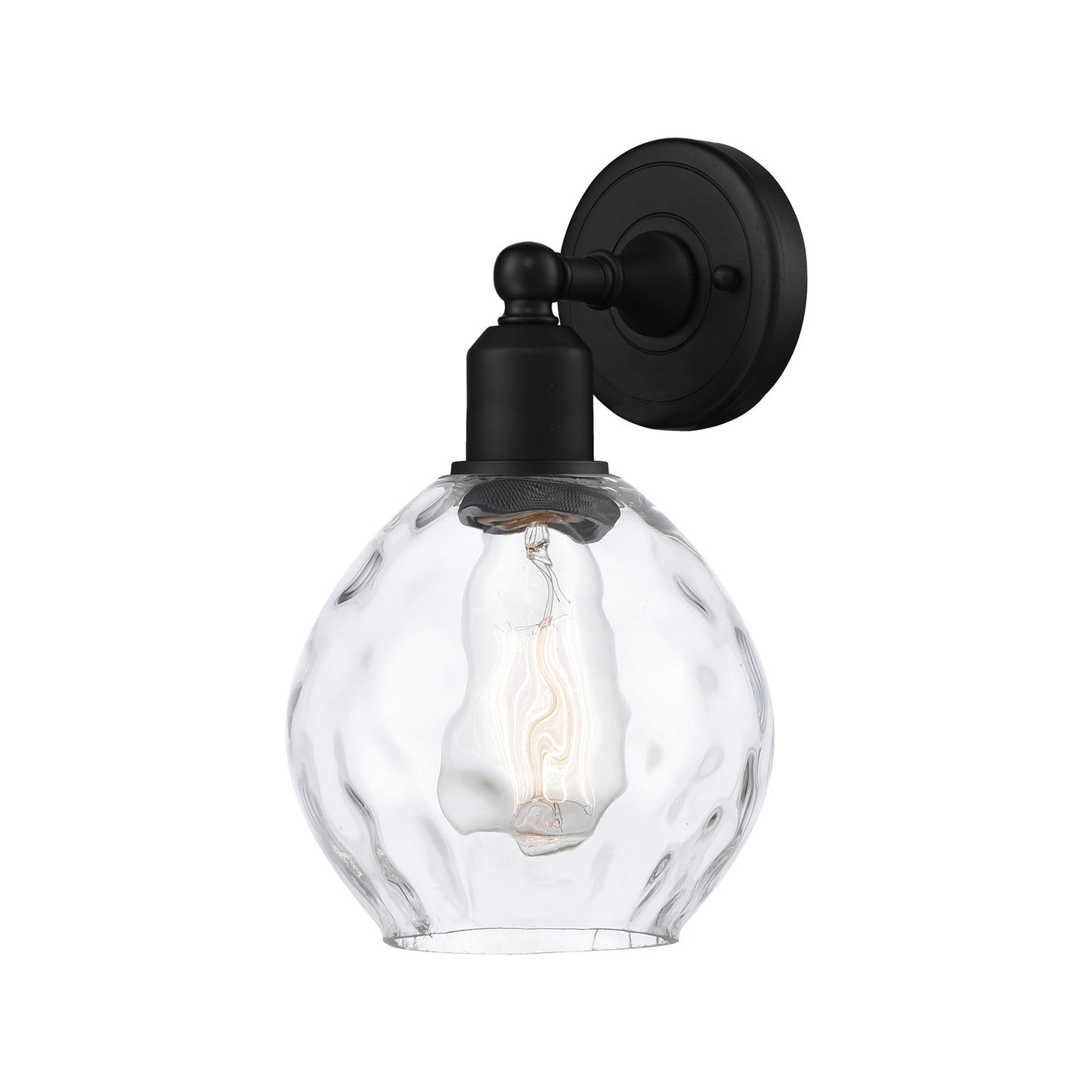 Innovations Waverly 6.25in 1-Light Wall Sconce | Industrial Matte Black Steel and Clear Glass | Bedroom & Hallway Accent | Model 900-1W-BK-G362