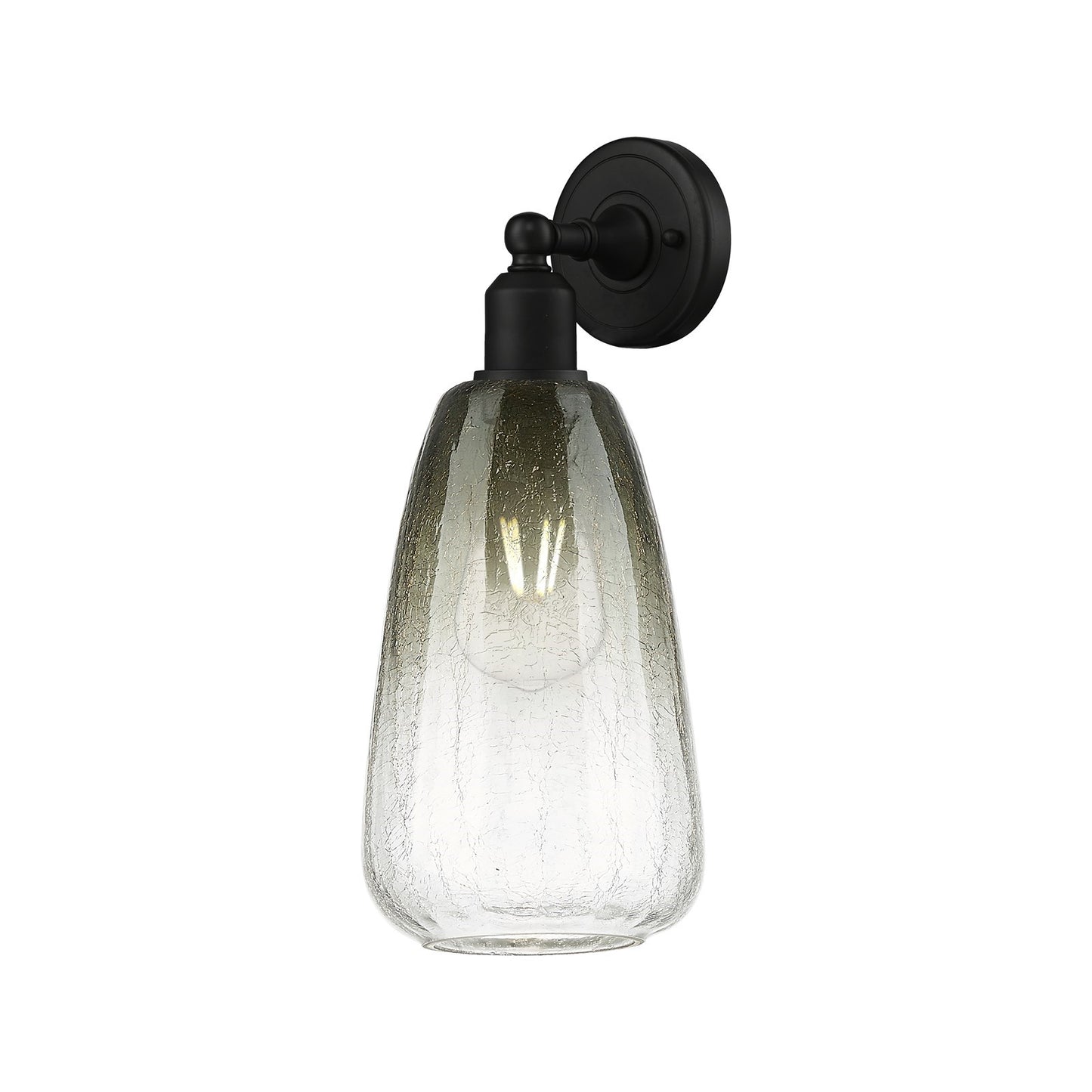 Innovations Brookhaven Almond 6in 1-Light Wall Sconce | Industrial Matte Black Steel and Slate Glass | Damp Rated Bathroom & | Model 900-1W-BK-G480-6SL
