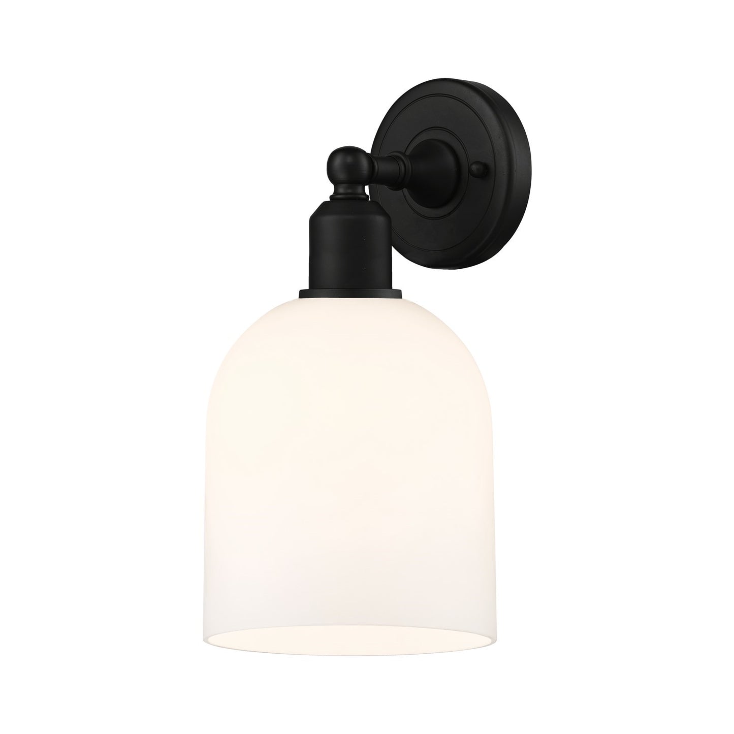 Innovations Bella 6in 1-Light Wall Sconce | Industrial Matte Black Steel and White Glass | Hallway & Bathroom Accent | Model 900-1W-BK-G558-6GWH