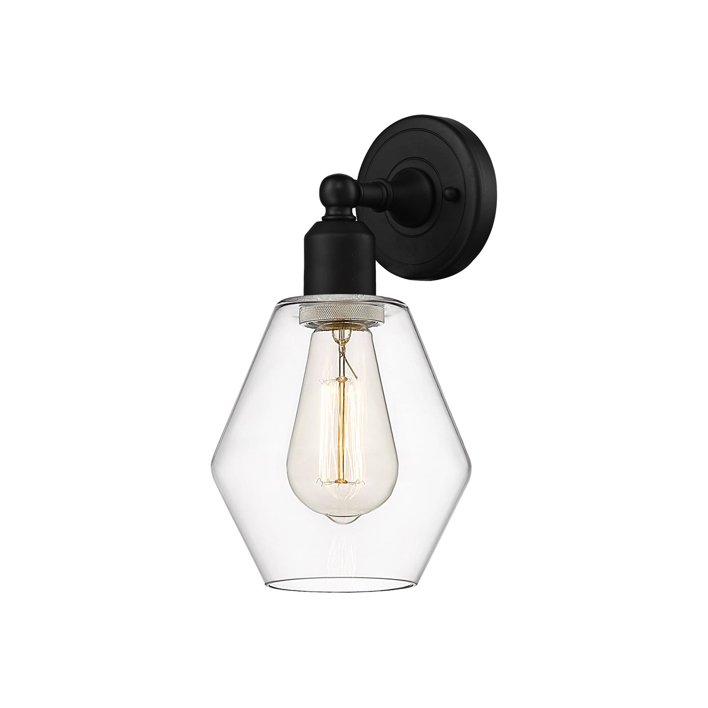 Innovations Cindyrella 6in 1-Light Wall Sconce | Industrial Matte Black Steel and Clear Glass | Bedroom & Hallway Accent | Model 900-1W-BK-G652-6