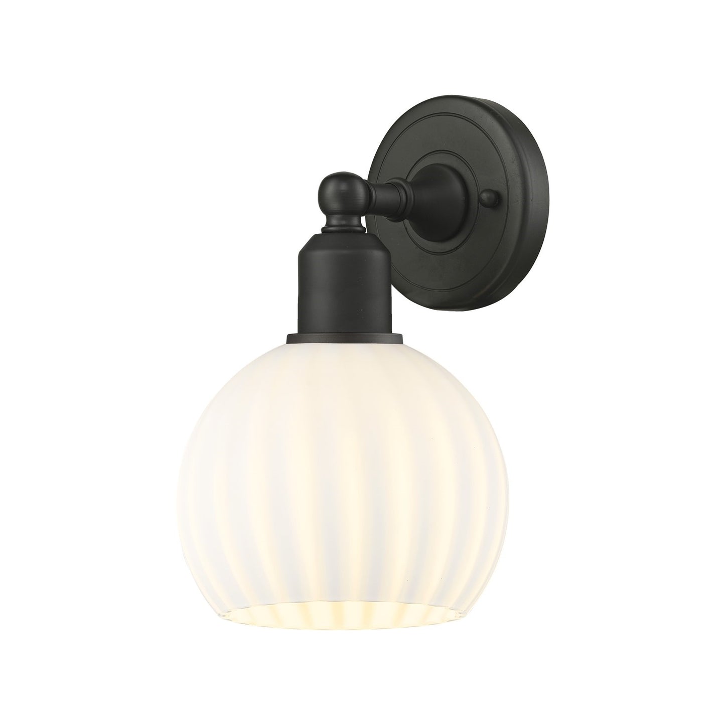 Innovations White Venetian 6in 1-Light Wall Sconce | Industrial Oil Rubbed Bronze Steel and White Venetian Glass | Damp Rated | Model 900-1W-OB-G1217-6WV