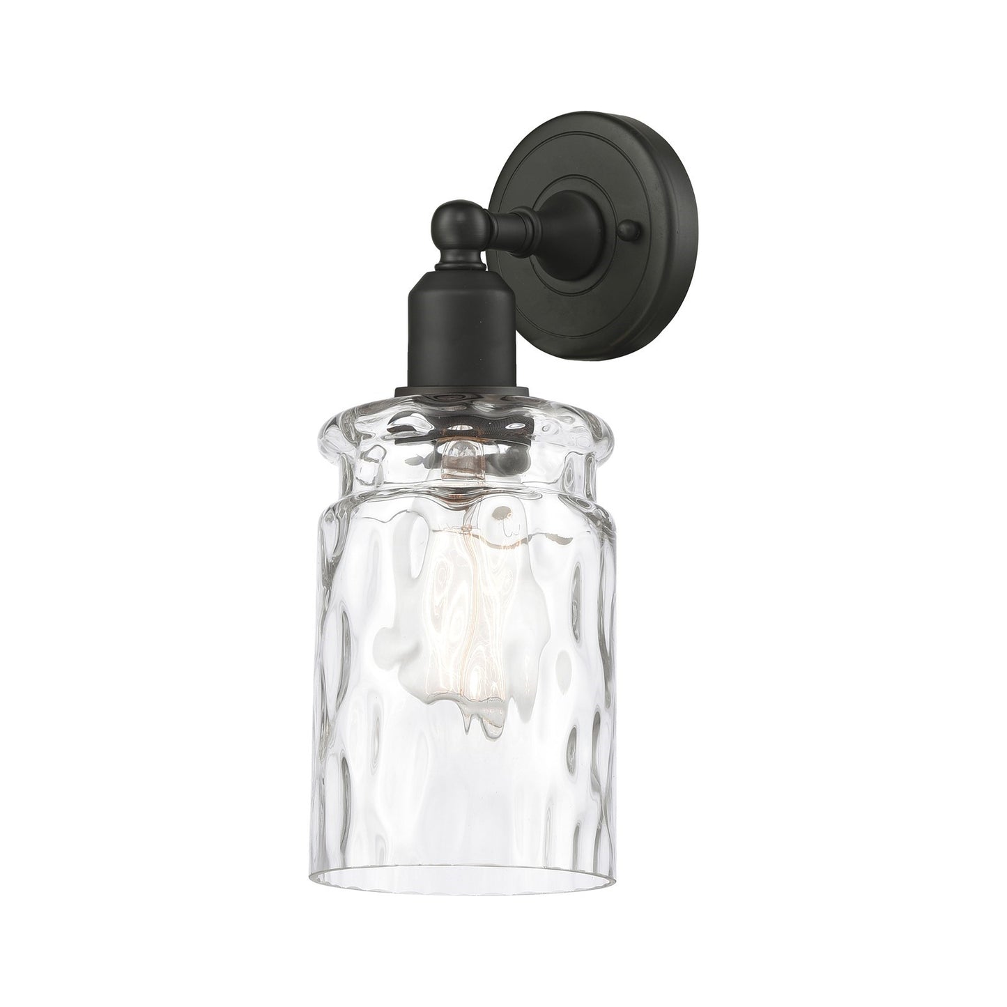 Innovations Candor 1-Light 5in Wall Sconce | Industrial Oil Rubbed Bronze Steel and Clear Waterglass Glass | Living Room & Hallway | Model 900-1W-OB-G352