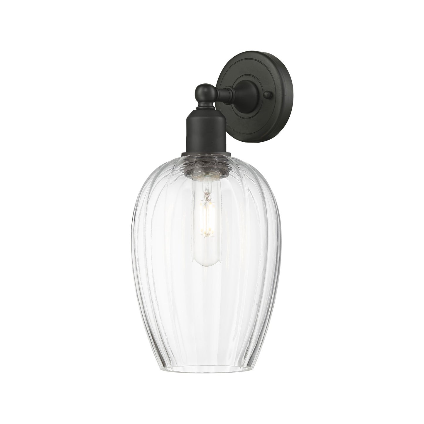 Innovations Preston Flute 6.25in 1-Light Wall Sconce | Industrial Oil Rubbed Bronze Steel and Clear Glass | Hallway & Bathroom | Model 900-1W-OB-G457-6CL