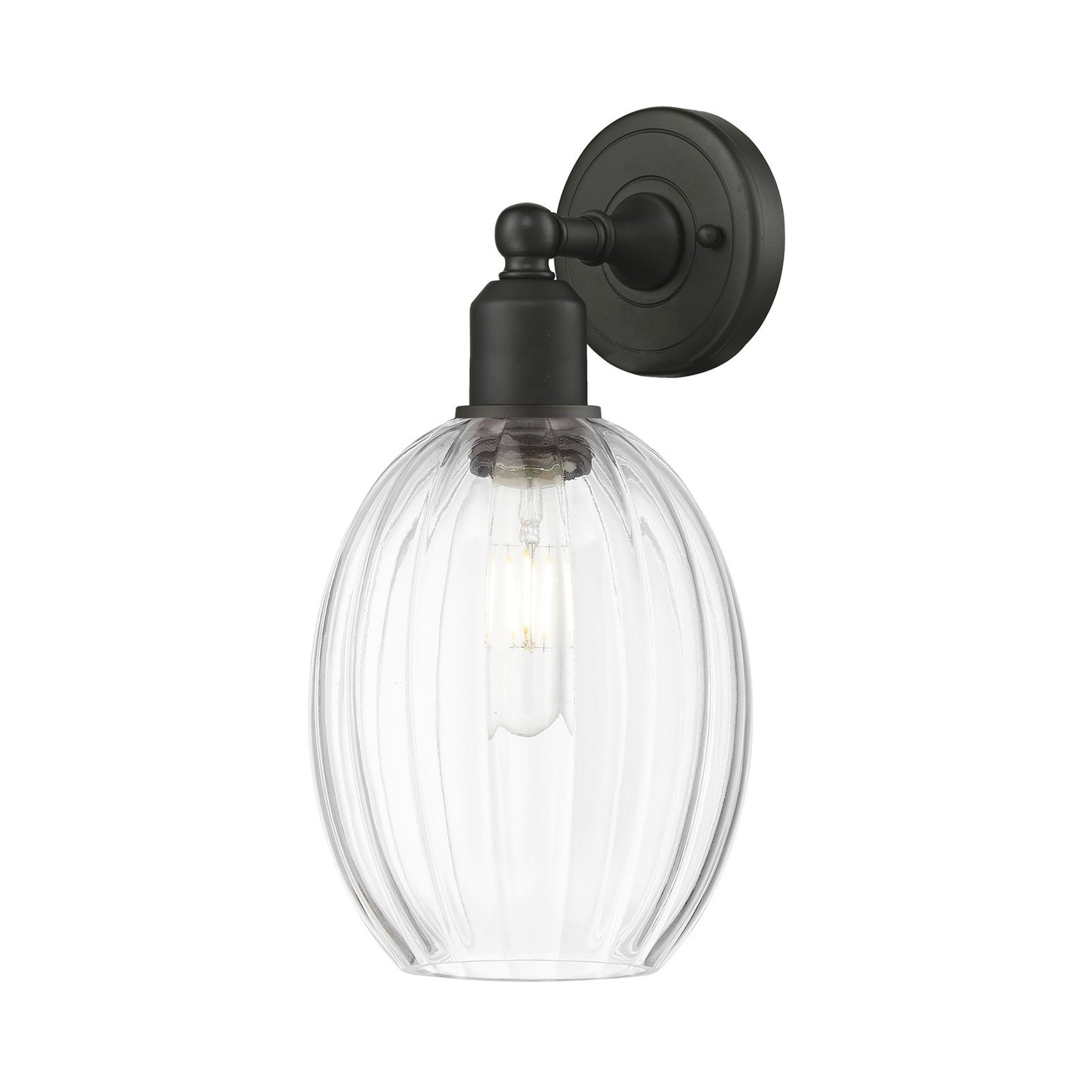 Innovations Preston Bulb 6.25in 1-Light Wall Sconce | Industrial Oil Rubbed Bronze Steel and Clear Glass | Damp-Rated Bathroom | Model 900-1W-OB-G459-6CL