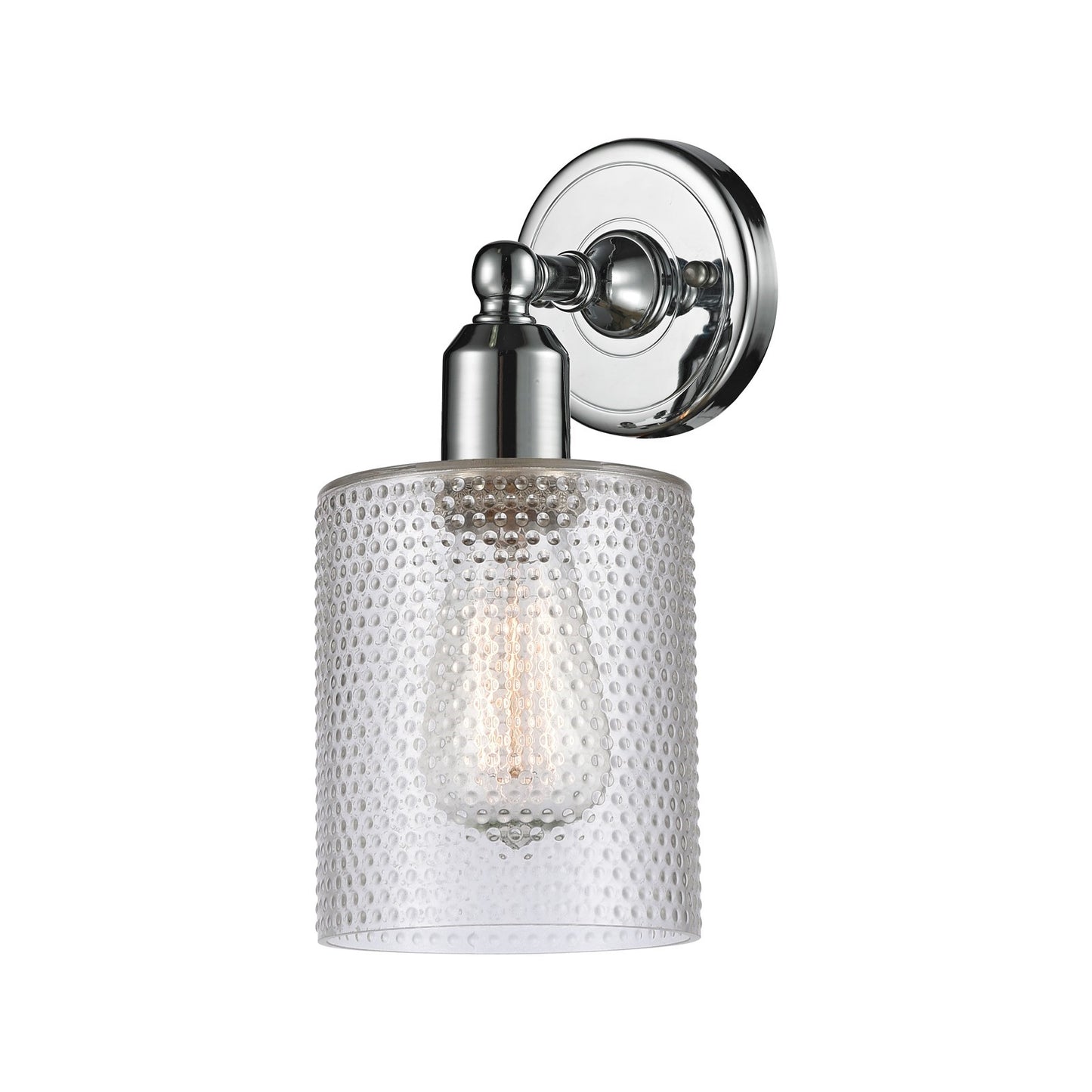 Innovations Cobbleskill 5in 1-Light Wall Sconce | Industrial Modern Polished Chrome and Clear Glass | Entryway & Hallway Accent | Model 900-1W-PC-G112