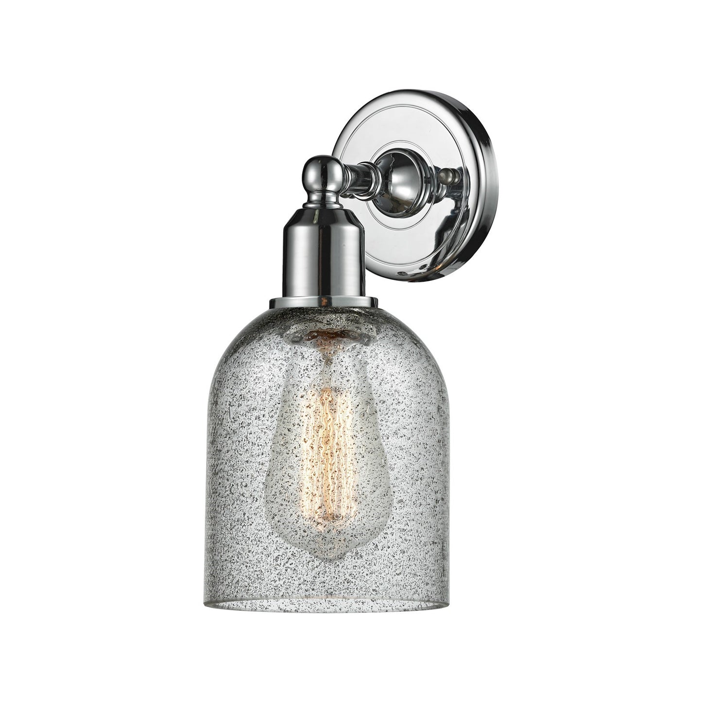 Innovations Caledonia 5in 1-Light Wall Sconce | Industrial Polished Chrome Steel and Charcoal Glass | Hallway & Bathroom Accent | Model 900-1W-PC-G257