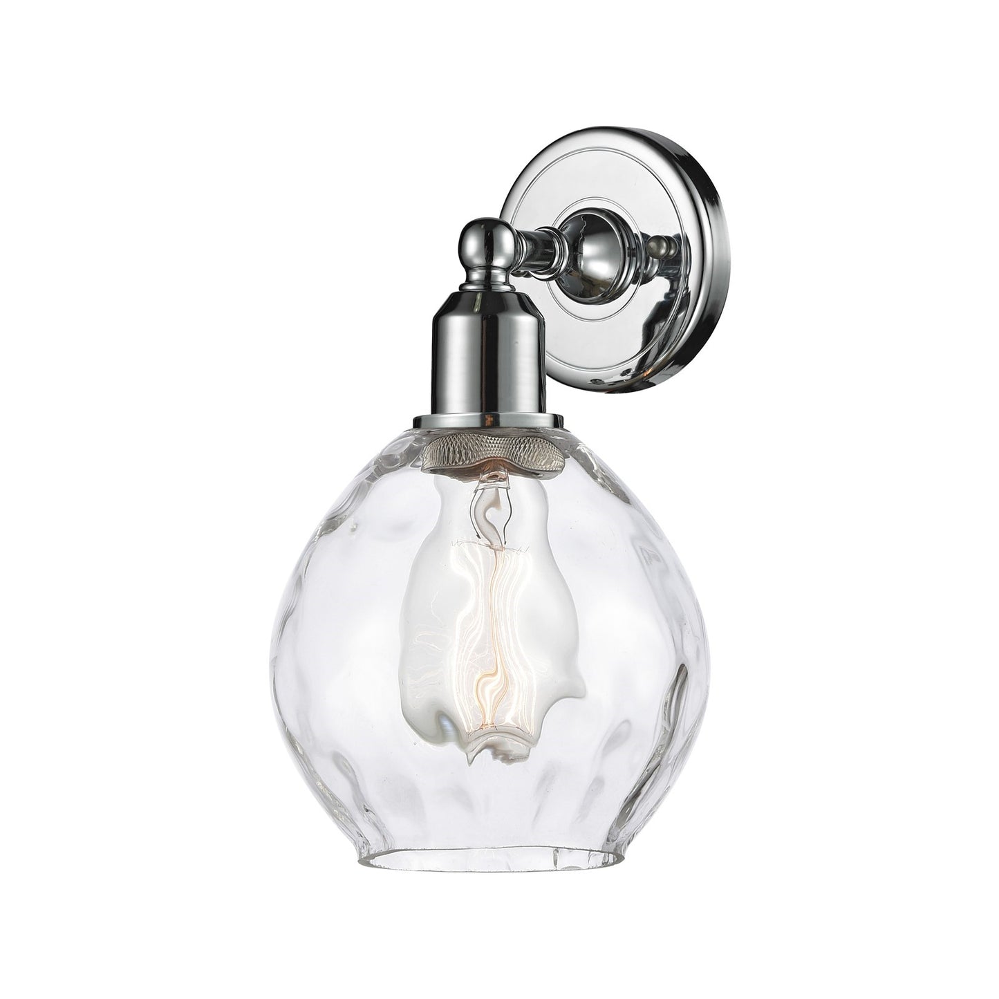 Innovations Waverly 6in 1-Light Wall Sconce | Industrial Polished Chrome Steel and Clear Globe Glass | Bathroom & Hallway | Model 900-1W-PC-G362