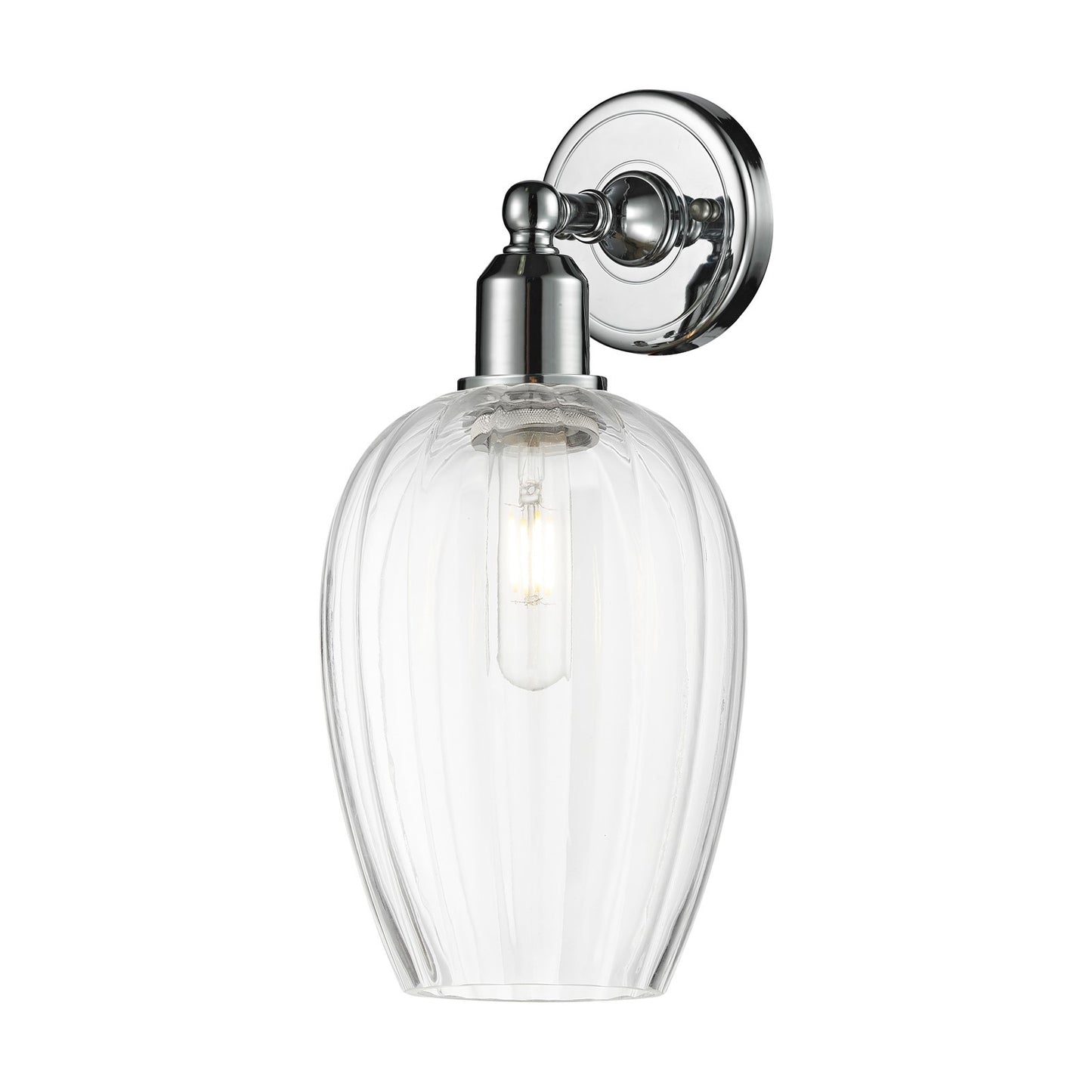 Innovations Preston Flute 6.25in 1-Light Wall Sconce | Industrial Polished Chrome and Clear Glass | Bathroom & Hallway Accent | Model 900-1W-PC-G457-6CL