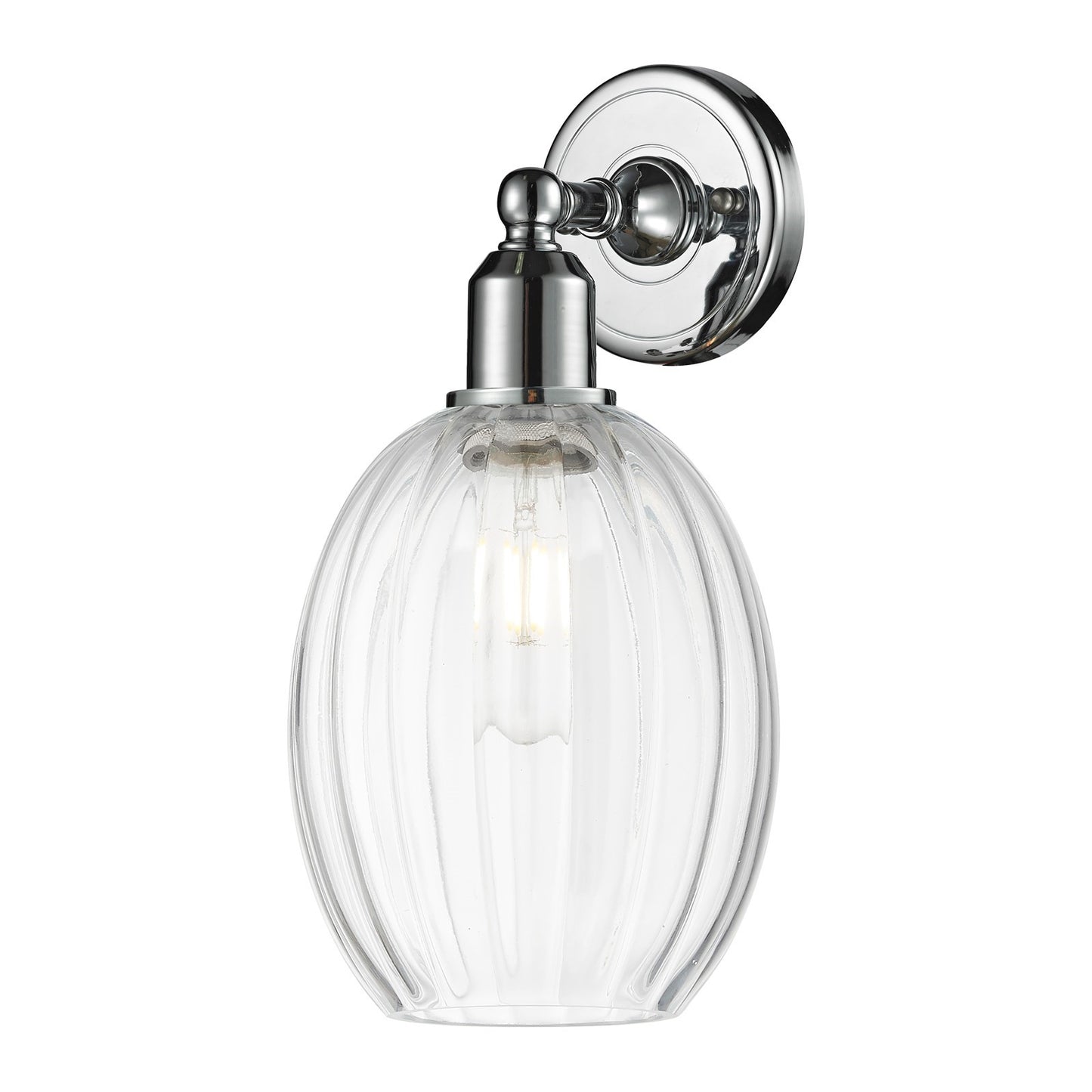 Innovations Preston Bulb 6in 1-Light Wall Sconce | Industrial Polished Chrome Steel and Clear Glass | Bedroom & Hallway Accent | Model 900-1W-PC-G459-6CL
