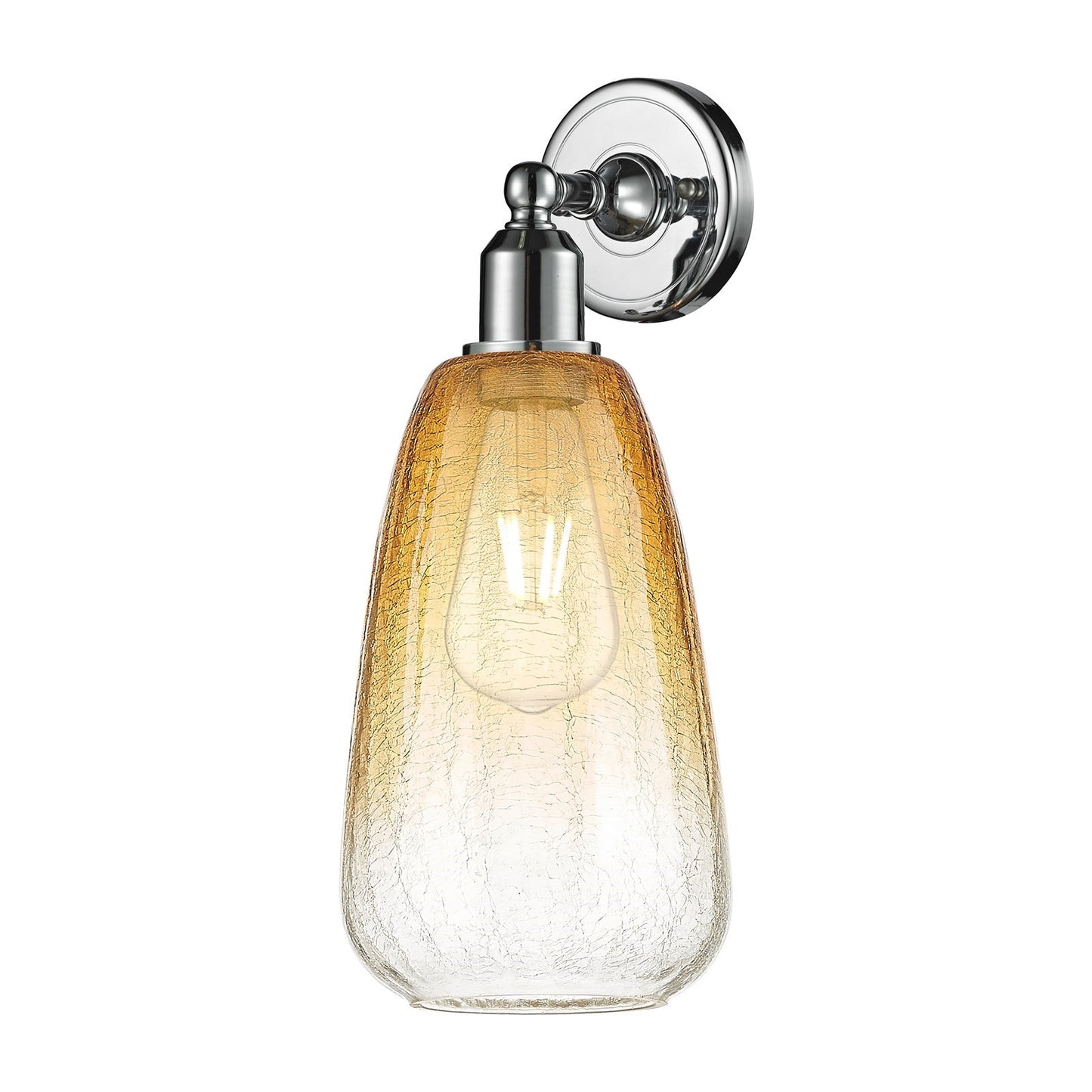 Innovations Brookhaven Almond 6in 1-Light Wall Sconce | Industrial Polished Chrome Steel and Amber Glass | Bedroom & Hallway | Model 900-1W-PC-G480-6AM