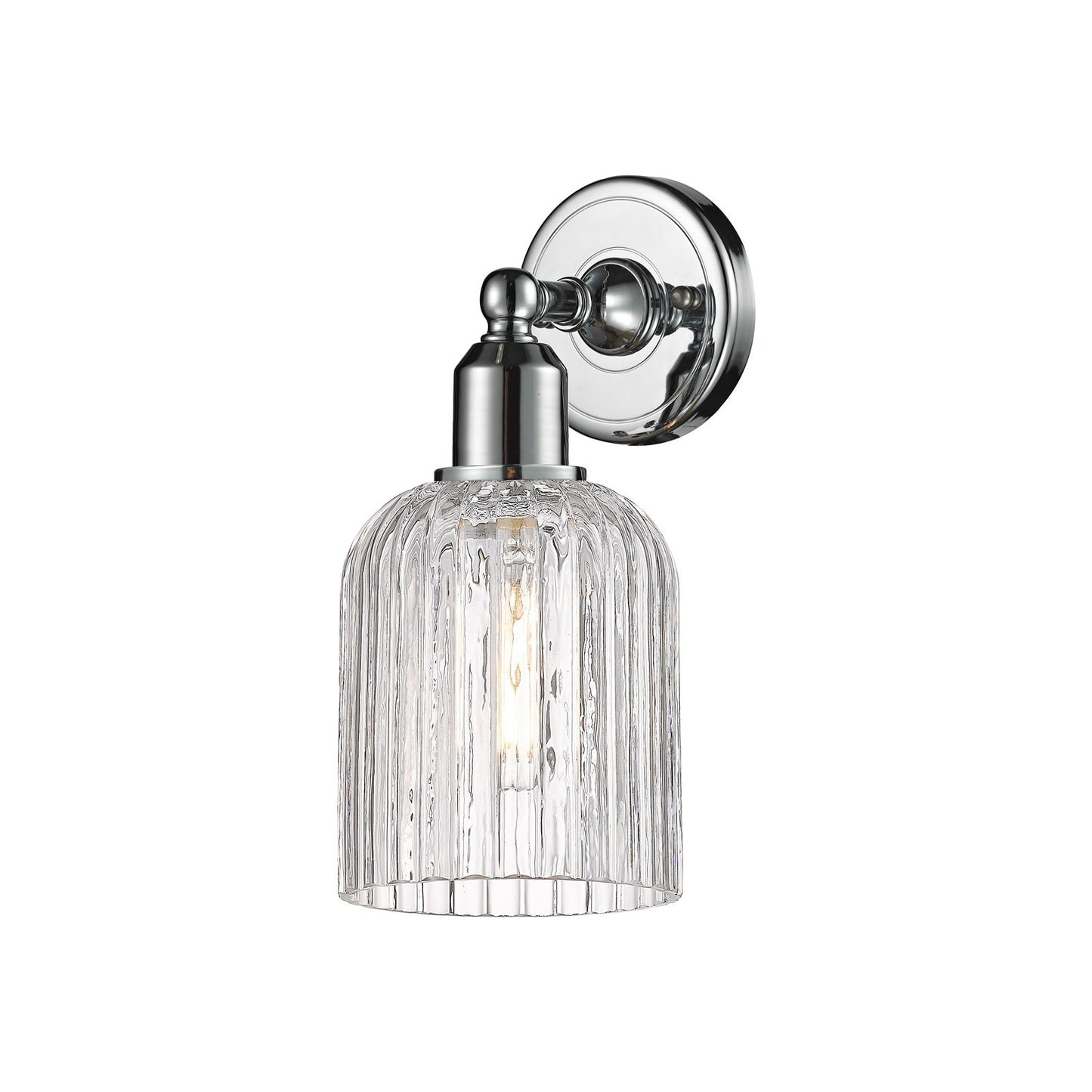 Innovations Bridal Veil 5in 1-Light Wall Sconce | Industrial Polished Chrome and Clear Ribbed Glass | Bathroom & Hallway Accent | Model 900-1W-PC-G559-5CL