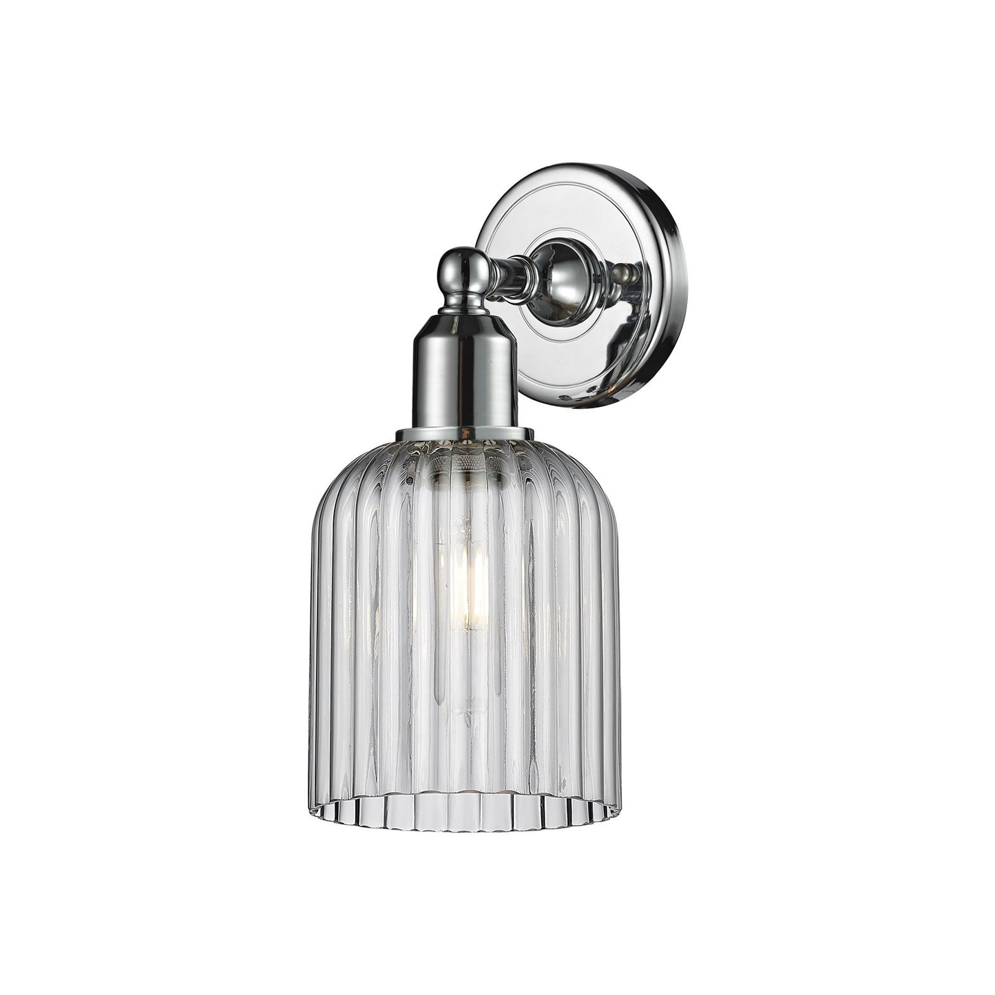 Innovations Bridal Veil 5in 1-Light Wall Sconce | Industrial Polished Chrome and Light Smoke Ribbed Glass | Bathroom & Hallway | Model 900-1W-PC-G559-5SM