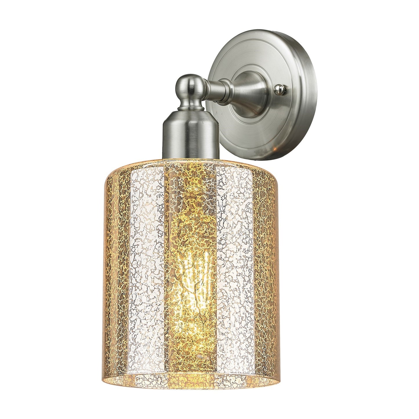 Innovations Cobbleskill 5in 1-Light Wall Sconce | Industrial Brushed Satin Nickel and Mercury Glass | Hallway & Bathroom Accent | Model 900-1W-SN-G116
