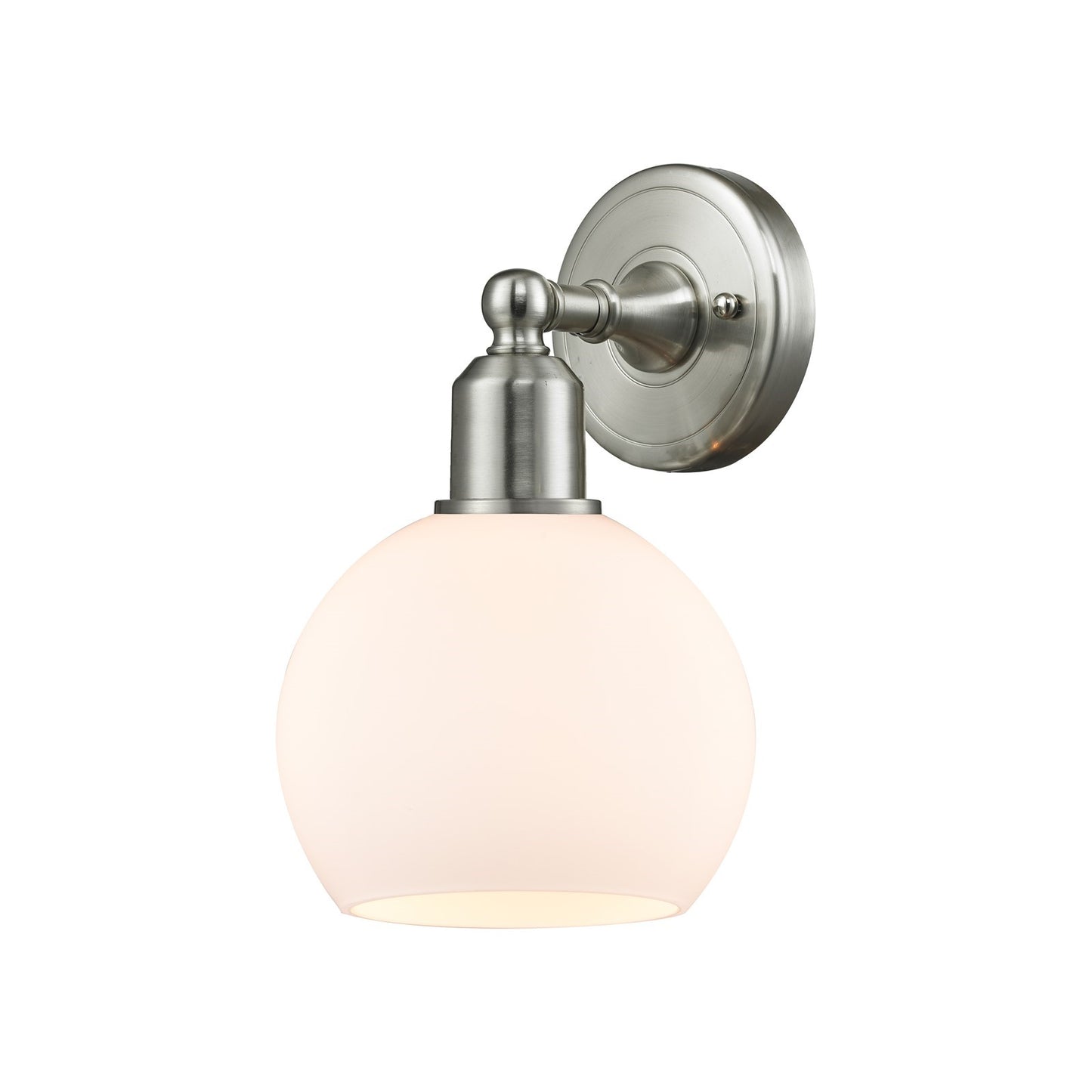 Innovations Athens 6in 1-Light Wall Sconce | Industrial Brushed Satin Nickel and Matte White Glass | Hallway & Bathroom Accent | Model 900-1W-SN-G121-6
