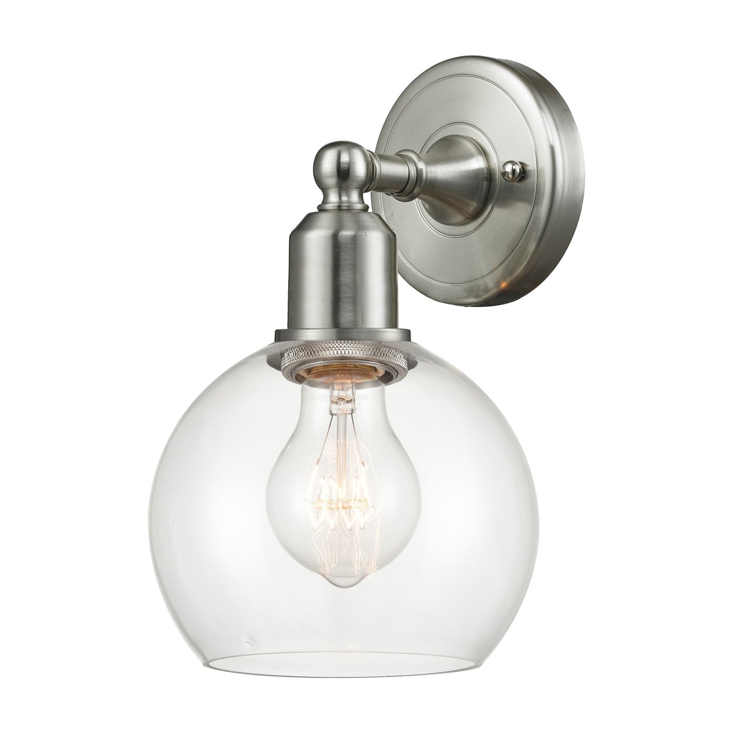 Innovations Athens 6in 1-Light Wall Sconce | Industrial Brushed Satin Nickel Steel and Clear Glass | Hallway & Bathroom Accent | Model 900-1W-SN-G122-6