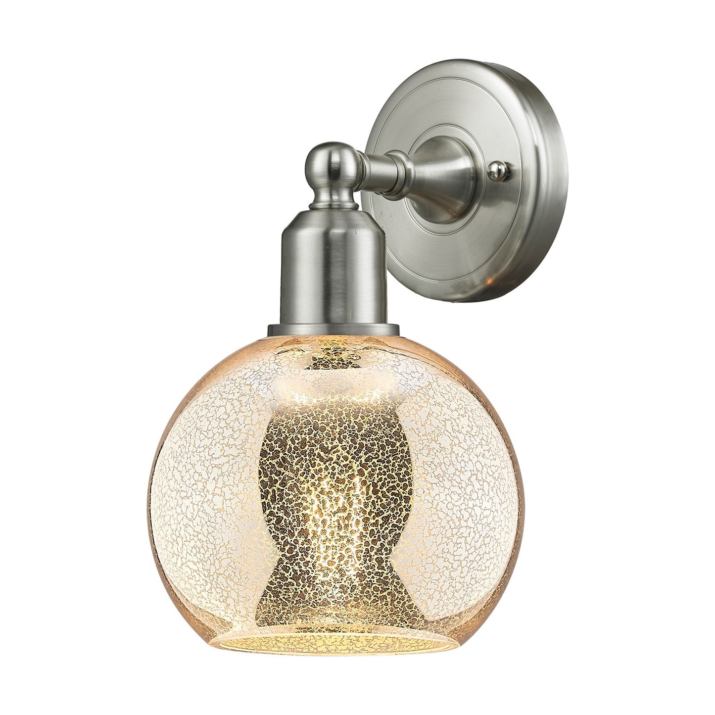 Innovations Athens 6in 1-Light Wall Sconce | Industrial Brushed Satin Nickel and Mercury Glass | Bedroom & Hallway Accent | Model 900-1W-SN-G128-6