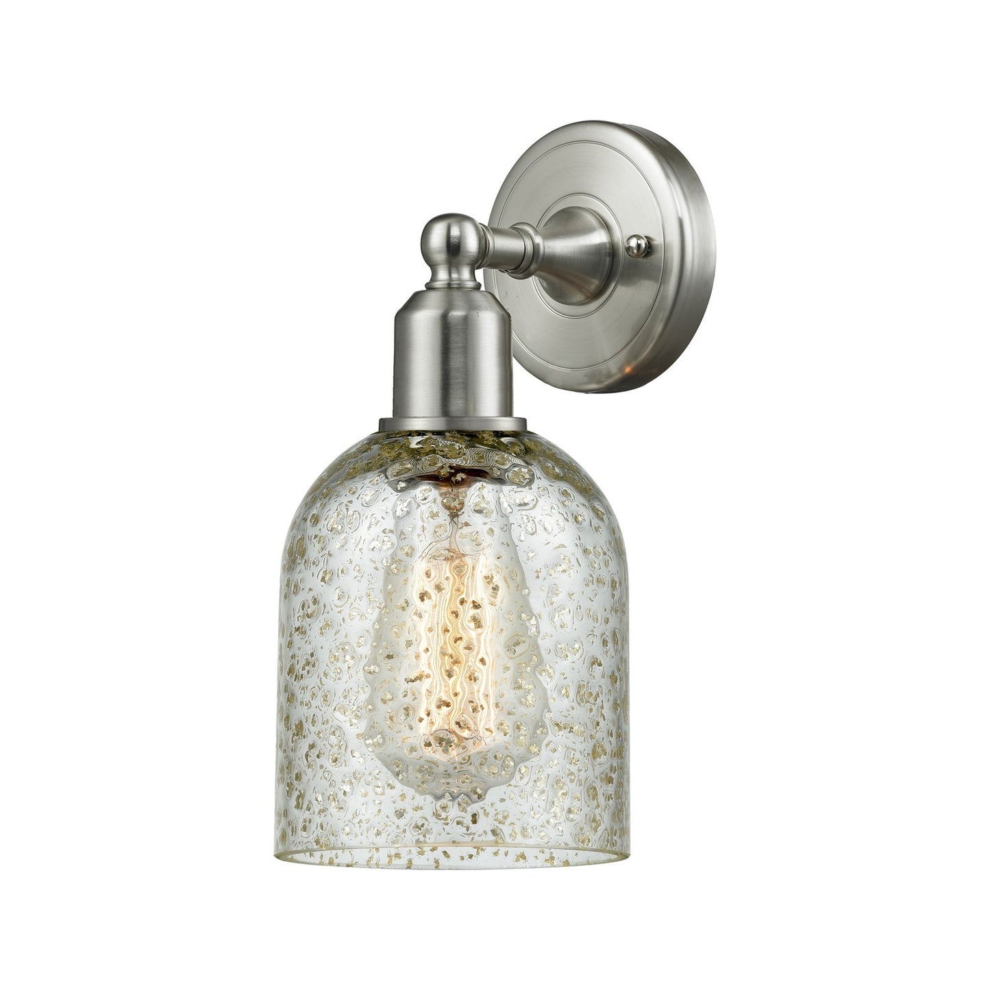 Innovations Caledonia 5in 1-Light Wall Sconce | Industrial Brushed Satin Nickel and Mica Glass | Bedroom & Hallway Accent | Model 900-1W-SN-G259