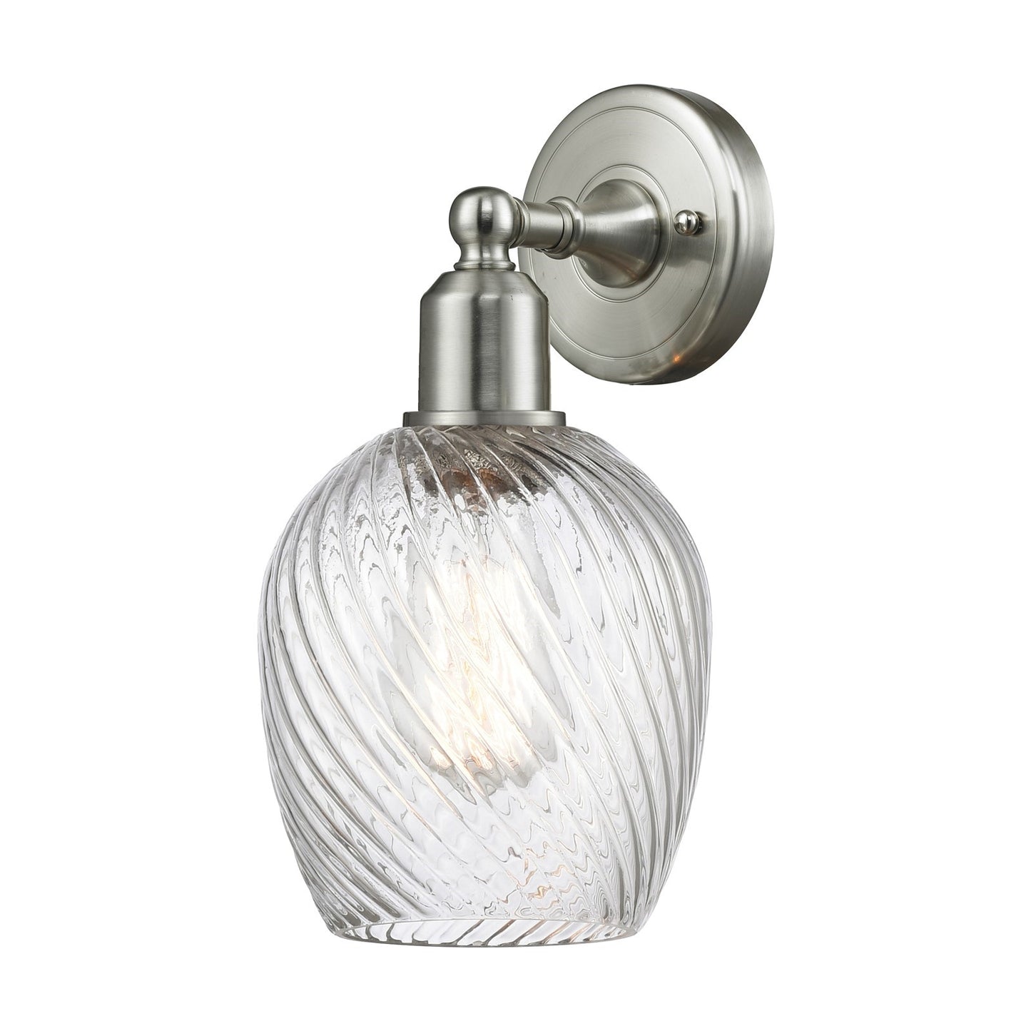 Innovations Salina 6in 1-Light Wall Sconce | Industrial Brushed Satin Nickel and Clear Spiral Fluted Glass | Hallway & Bathroom | Model 900-1W-SN-G292