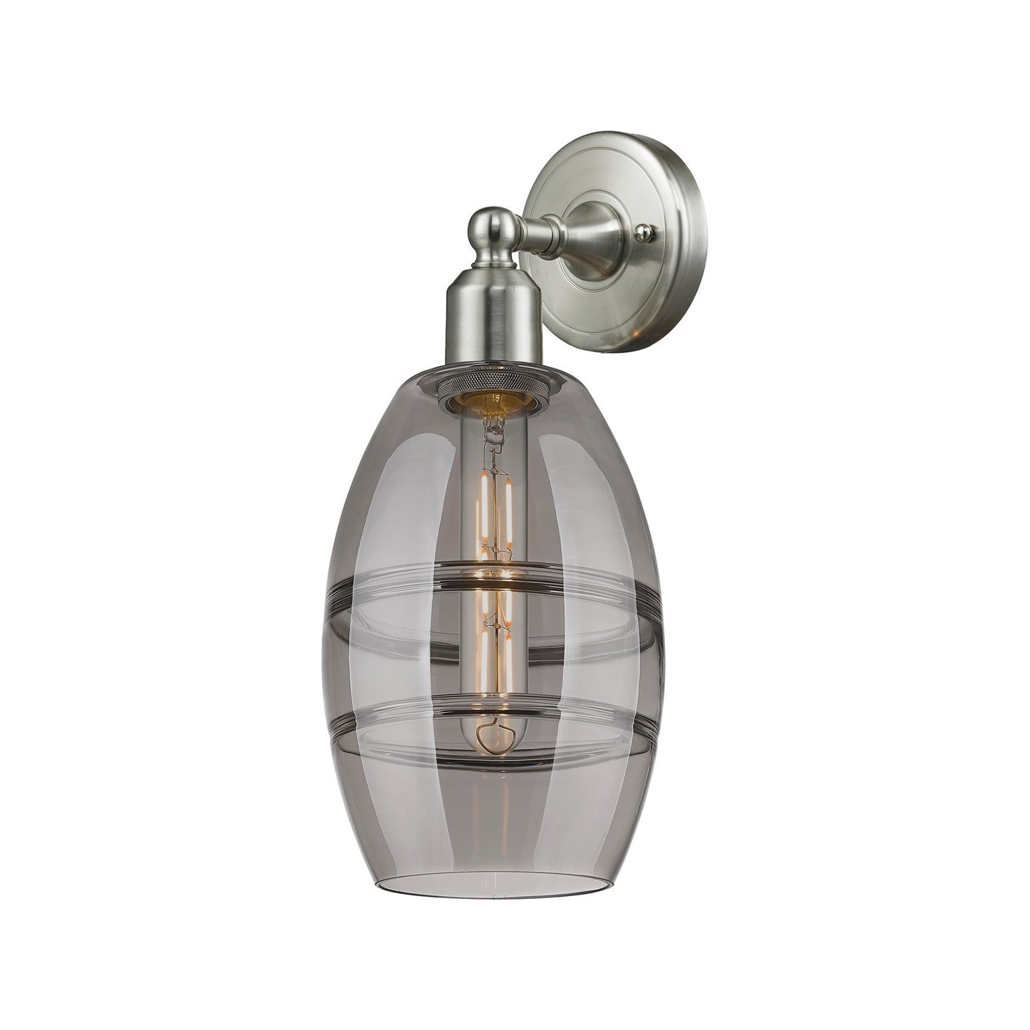 Innovations Vaz 6in 1-Light Wall Sconce | Industrial Brushed Satin Nickel and Light Smoke Glass | Bathroom & Hallway Accent | Model 900-1W-SN-G557-6SM