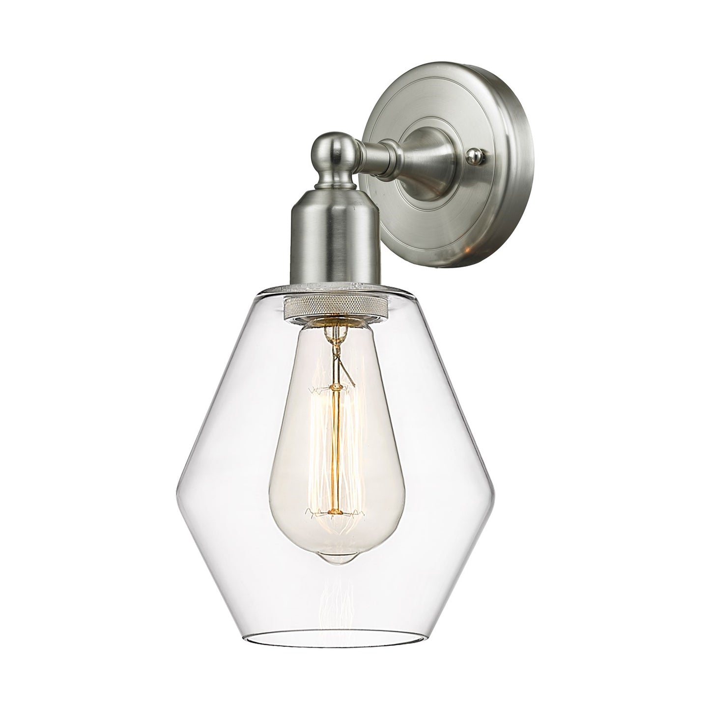Innovations Cindyrella 6in 1-Light Wall Sconce | Industrial Brushed Satin Nickel and Clear Glass | Hallway & Bathroom | Model 900-1W-SN-G652-6