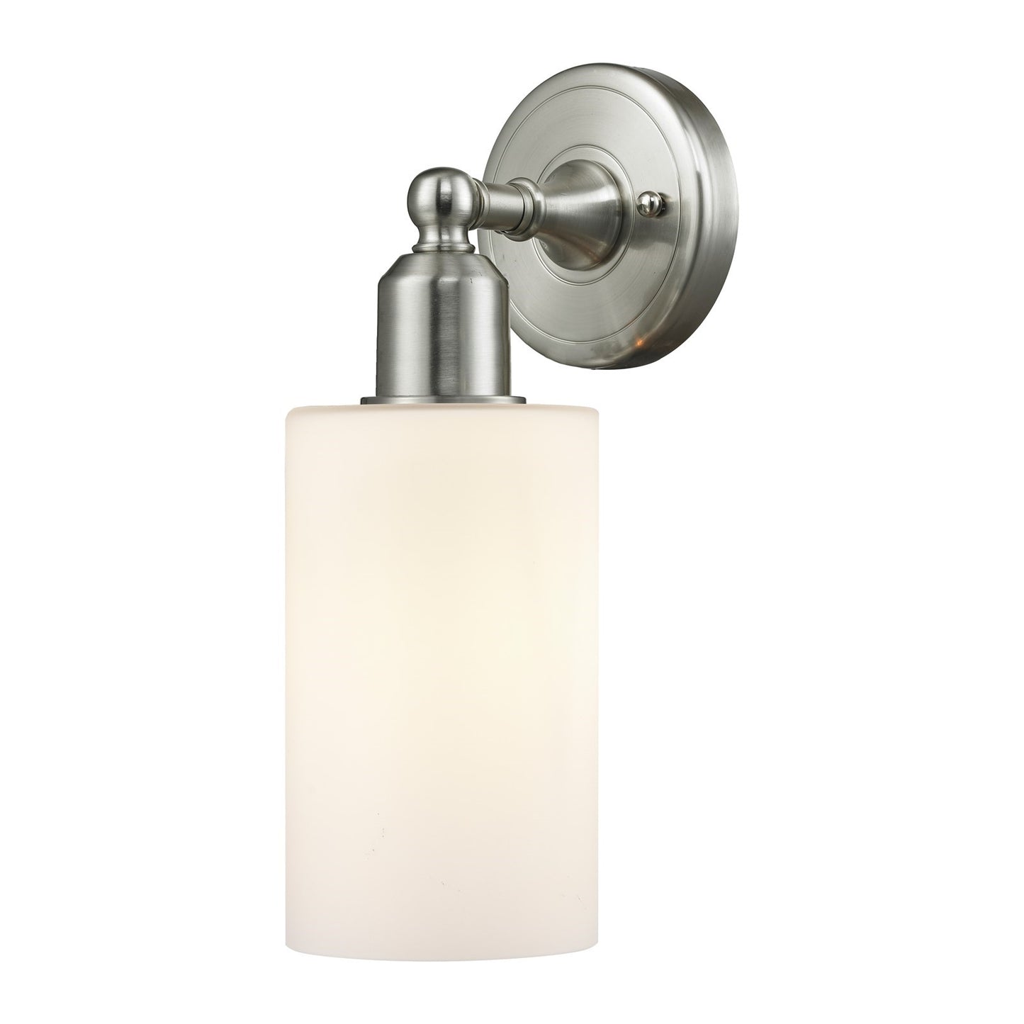 Innovations Clymer 4in 1-Light Wall Sconce | Industrial Brushed Satin Nickel and Matte White Glass | Bathroom & Hallway Accent | Model 900-1W-SN-G801