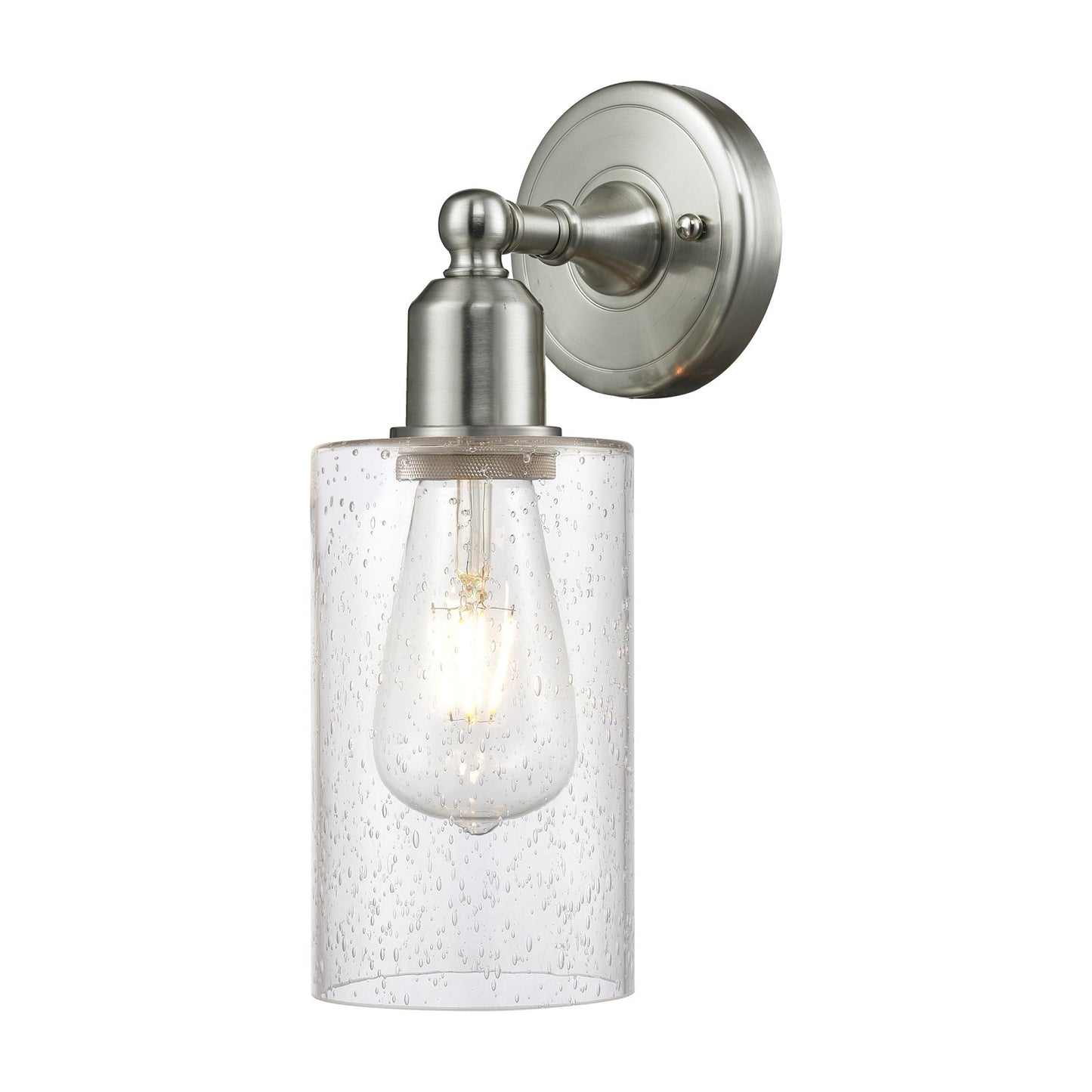 Innovations Clymer 4in 1-Light Wall Sconce | Industrial Brushed Satin Nickel and Seedy Glass | Bathroom & Hallway Accent | Model 900-1W-SN-G804