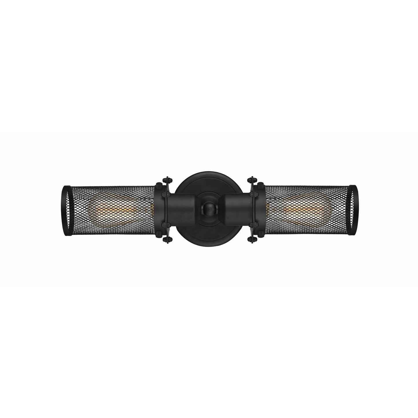 Innovations Quincy Hall 19in 2-Light Bath Vanity | Industrial Matte Black Steel and Cast Brass with Matte Black Metal Shade | Model 900-2W-BK-CE219-BK-LED