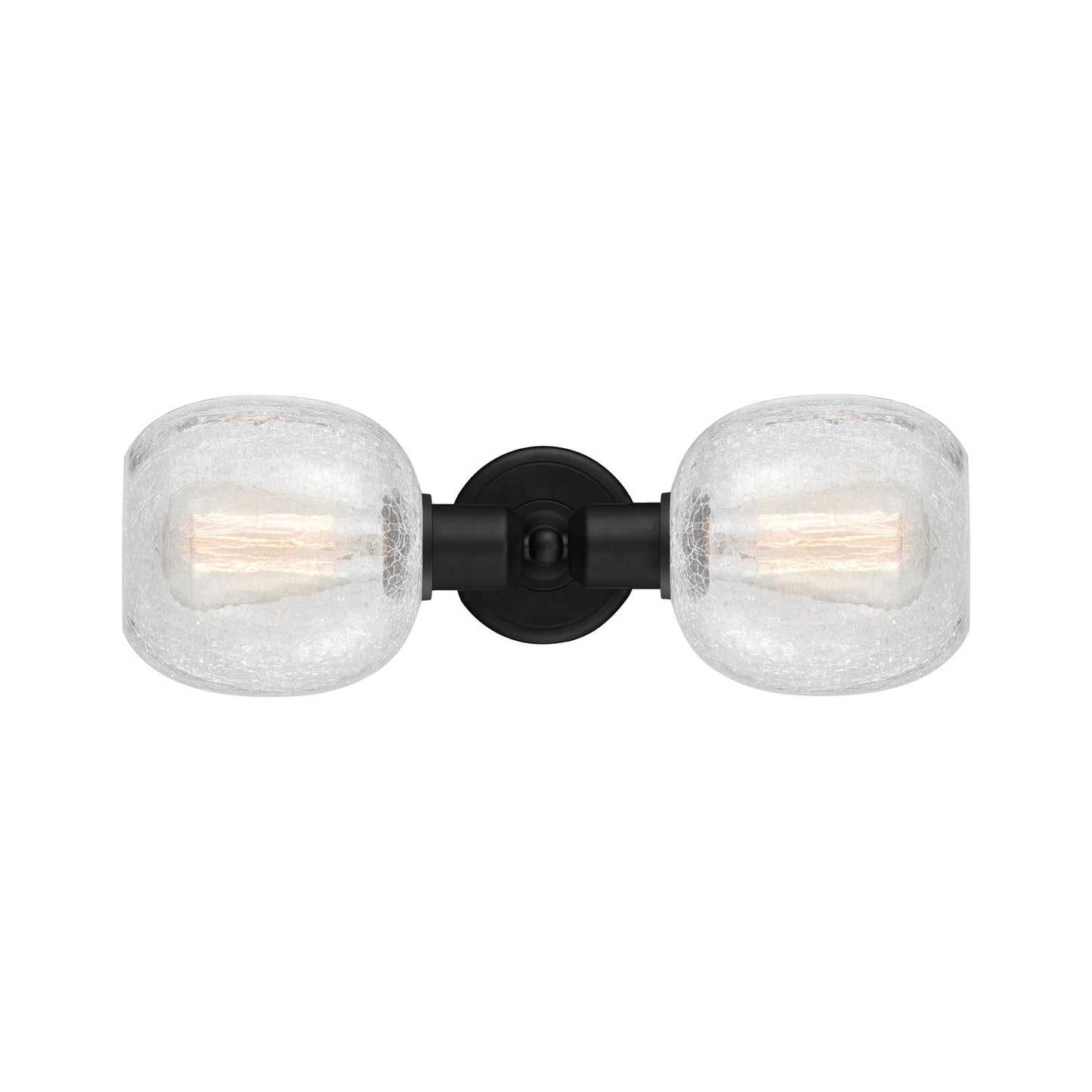 Innovations Belfast 17in 2-Light Linear Bath Vanity Light | Industrial Matte Black Steel and Clear Crackle Glass | Bathroom Vanity | Model 900-2W-BK-G105