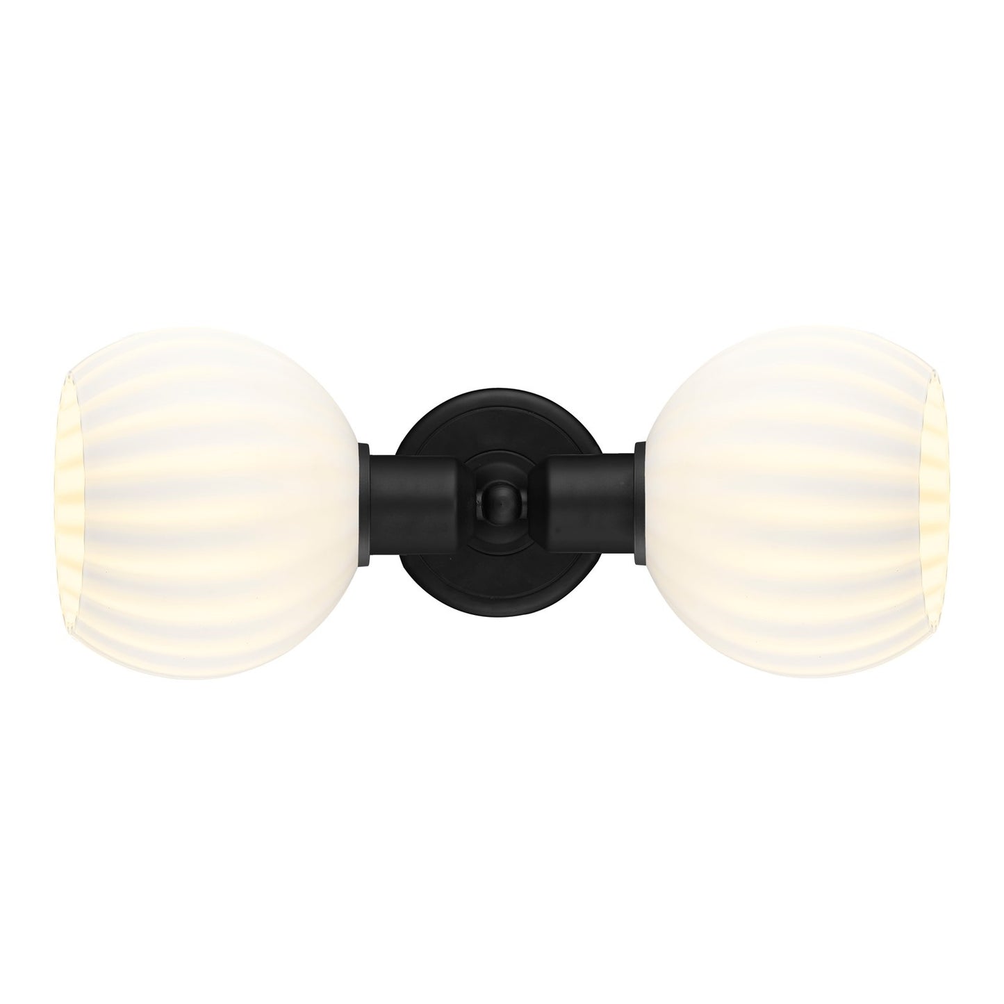 Innovations White Venetian 15.25in 2-Light Linear Bath Vanity Light | Industrial Matte Black Steel and White Venetian Glass | Model 900-2W-BK-G1217-6WV