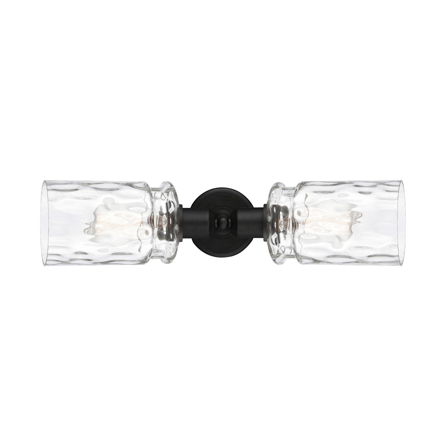 Innovations Candor 19in 2-Light Linear Bath Vanity Light | Industrial Matte Black Steel and Clear Waterglass Frosted Glass | Model 900-2W-BK-G352