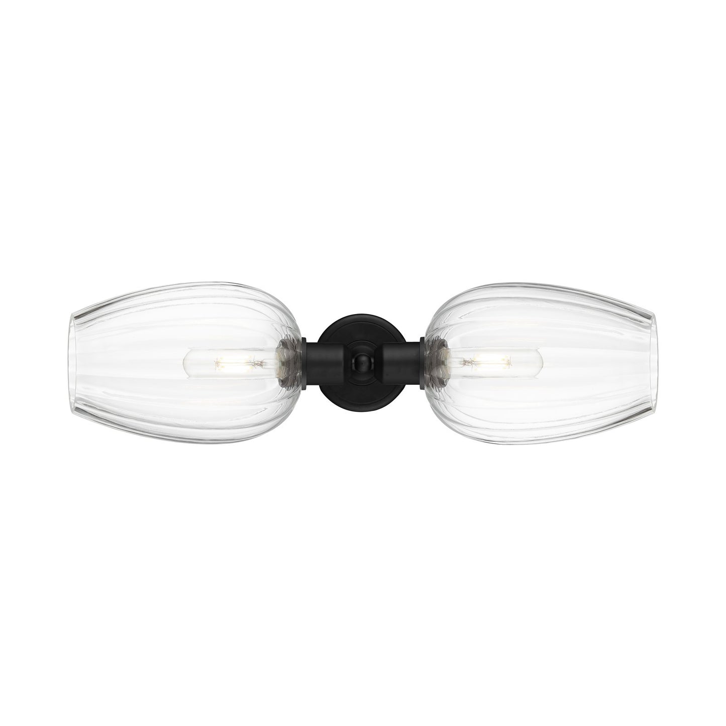 Innovations Preston Flute 23in 2-Light Linear Bath Vanity | Industrial Matte Black Steel and Clear Cone Glass | Bathroom Vanity | Model 900-2W-BK-G457-6CL